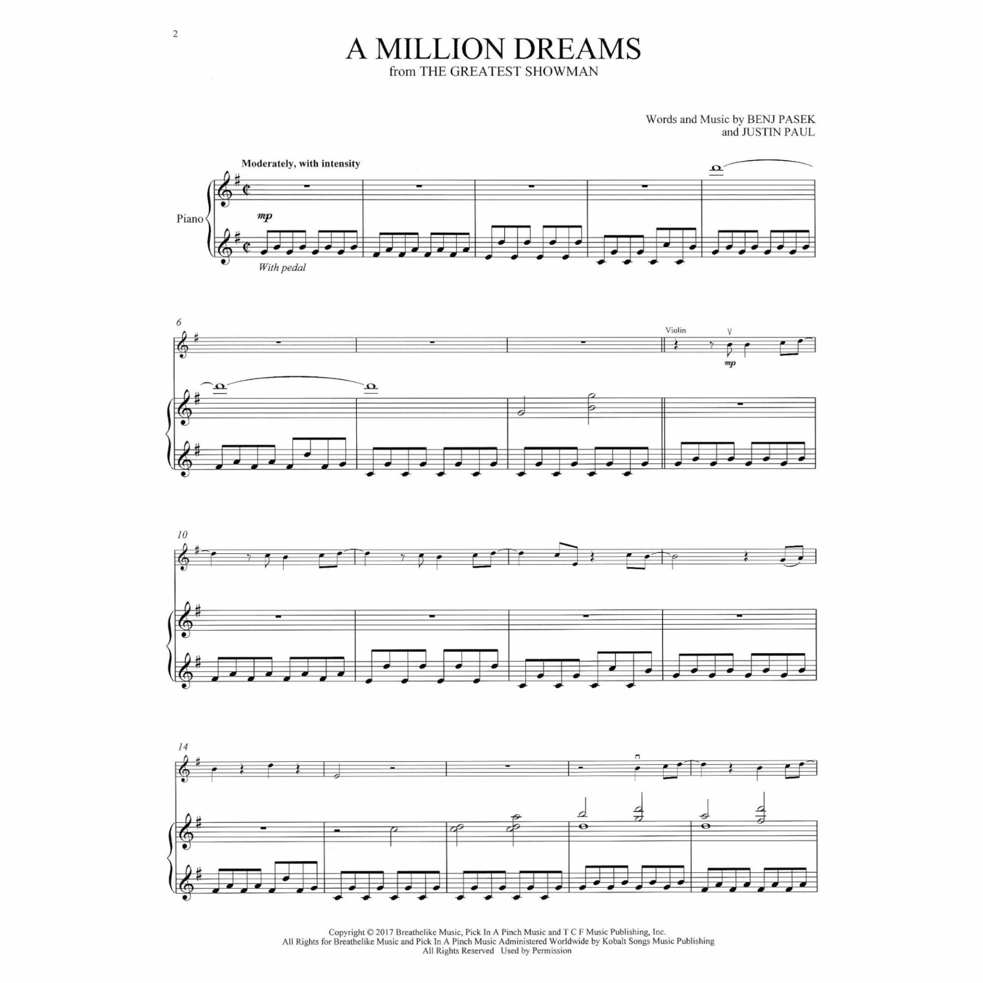 A Million Dreams From The Greatest Showman For Violin Or Cello And Piano Southwest Strings A Million Dreams From The Greatest Showman For Violin Or Cello And Piano Southwest Strings