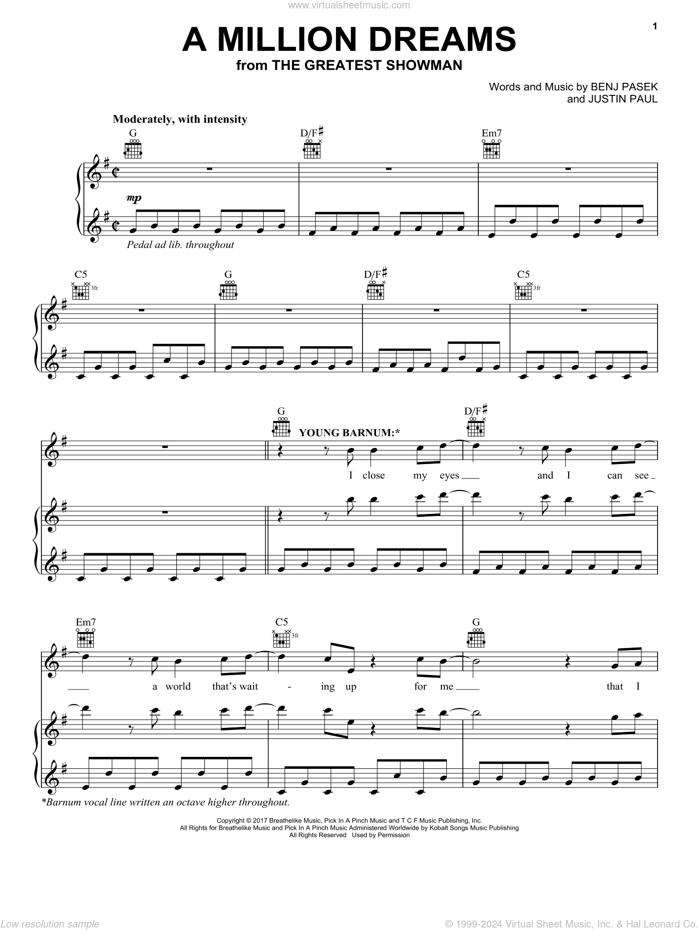 A Million Dreams Piano Sheet Music plus Voice Guitar A Million Dreams Piano Sheet Music plus Voice Guitar