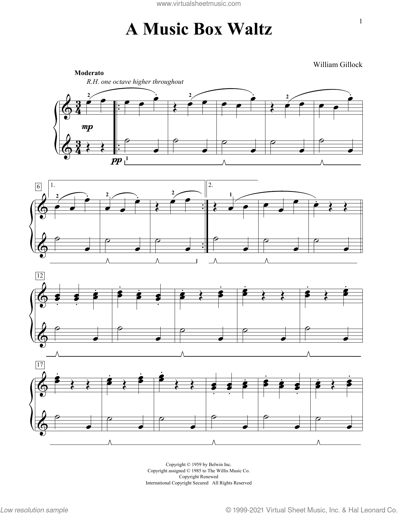 A Music Box Waltz Sheet Music For Piano Solo elementary PDF 