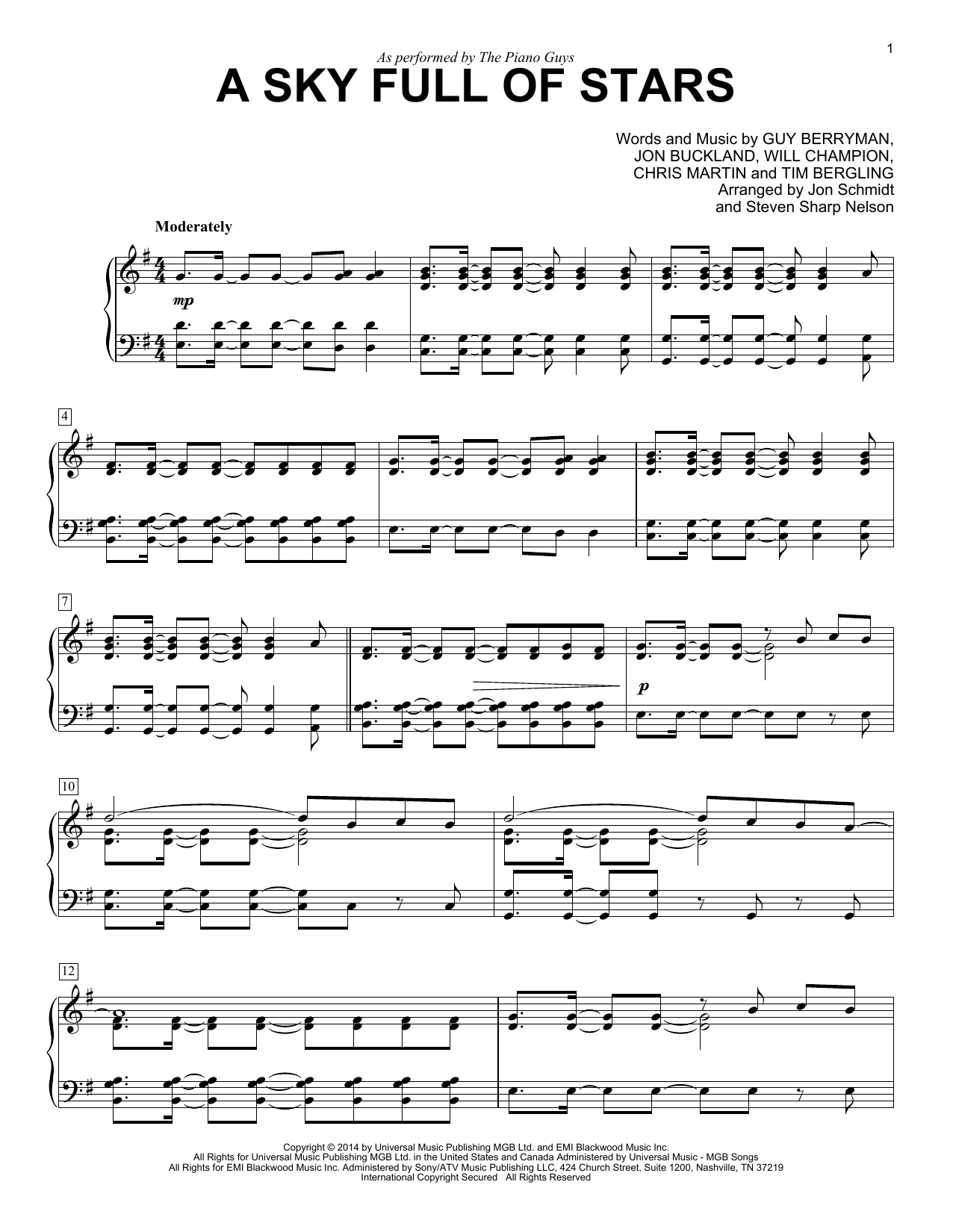 A Sky Full Of Stars By The Piano Guys Sheet Music For Piano Solo At Sheet Music Direct A Sky Full Of Stars By The Piano Guys Sheet Music For Piano Solo At Sheet Music Direct