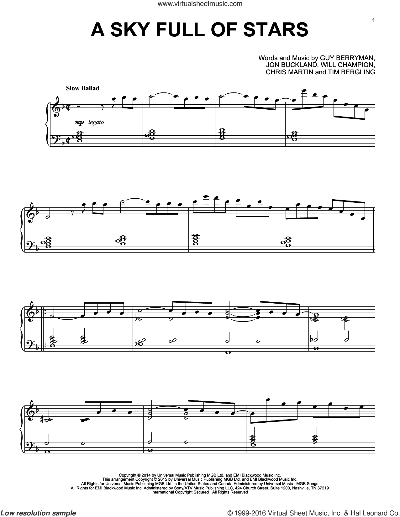 A Sky Full Of Stars Jazz Version Sheet Music For Piano Solo A Sky Full Of Stars Jazz Version Sheet Music For Piano Solo