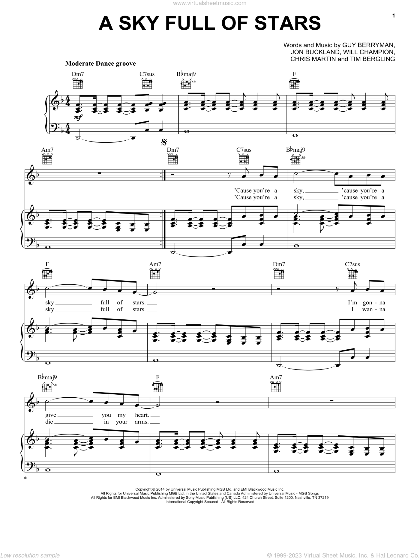 A Sky Full Of Stars Sheet Music For Voice Piano Or Guitar V2 A Sky Full Of Stars Sheet Music For Voice Piano Or Guitar V2