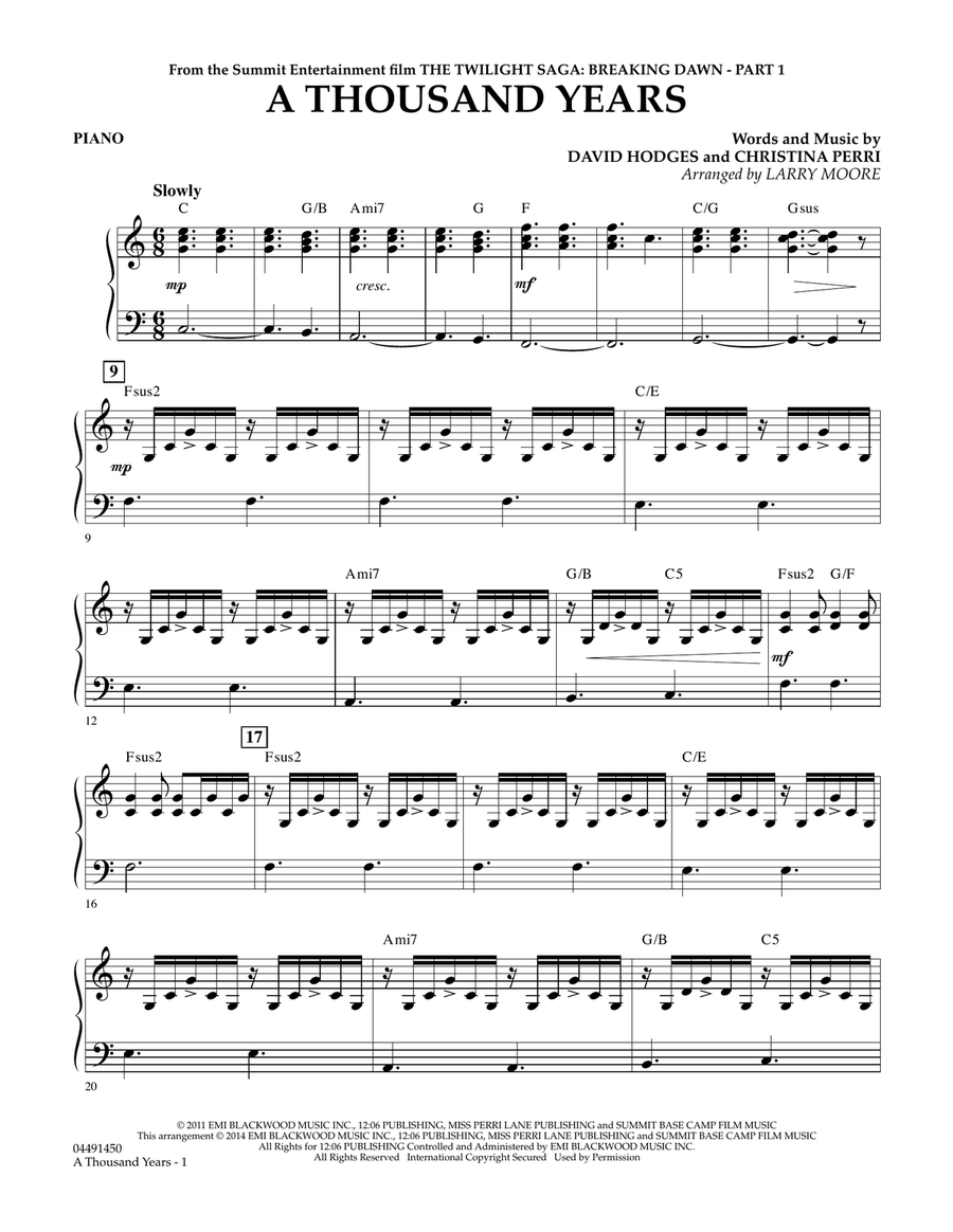 A Thousand Years Piano By Larry Moore Orchestra Digital Sheet Music Sheet Music Plus