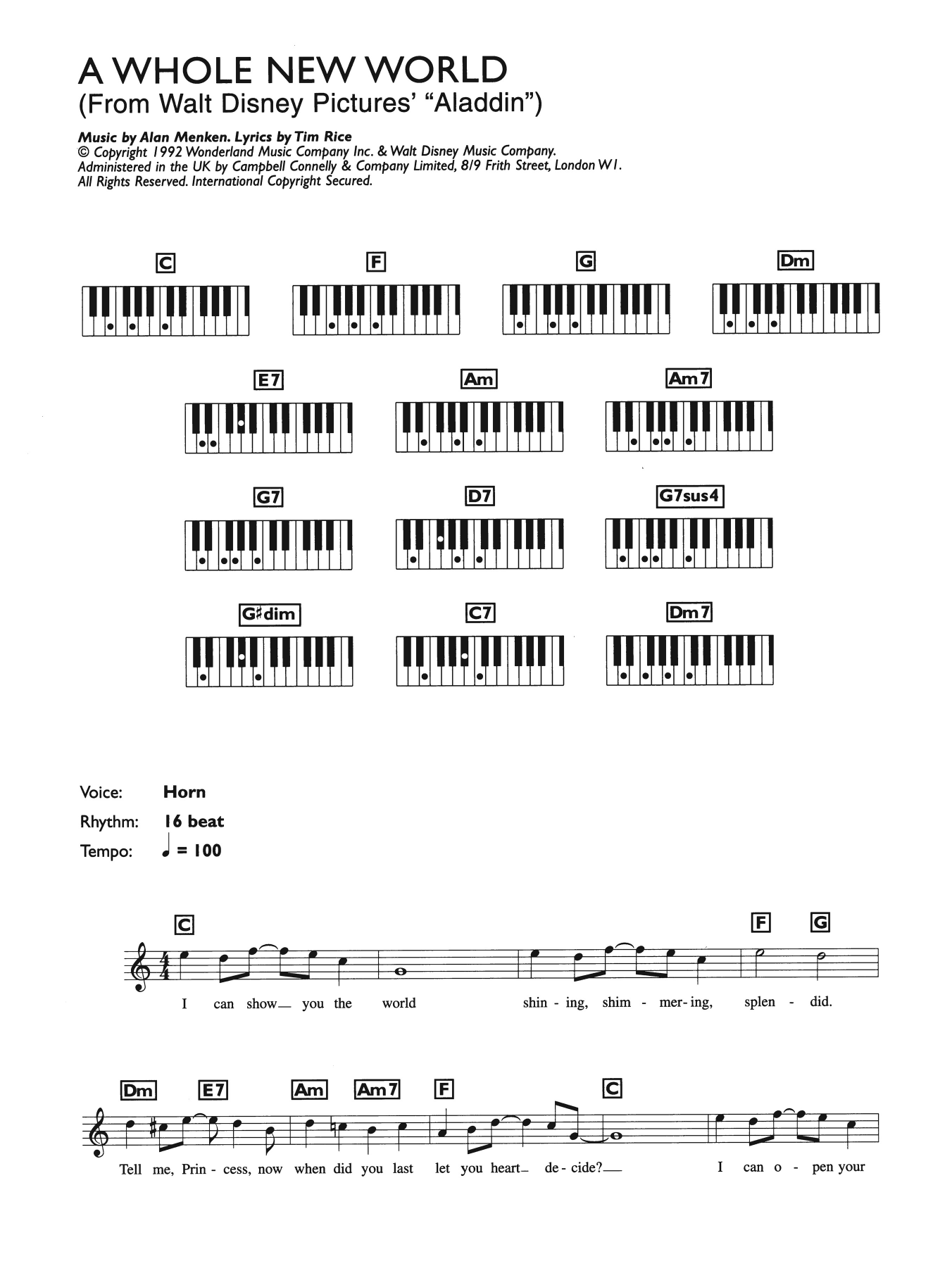 A Whole New World from Aladdin By Alan Menken Tim Rice Sheet Music For Piano Chords Lyrics At Sheet Music Direct A Whole New World from Aladdin By Alan Menken Tim Rice Sheet Music For Piano Chords Lyrics At Sheet Music Direct