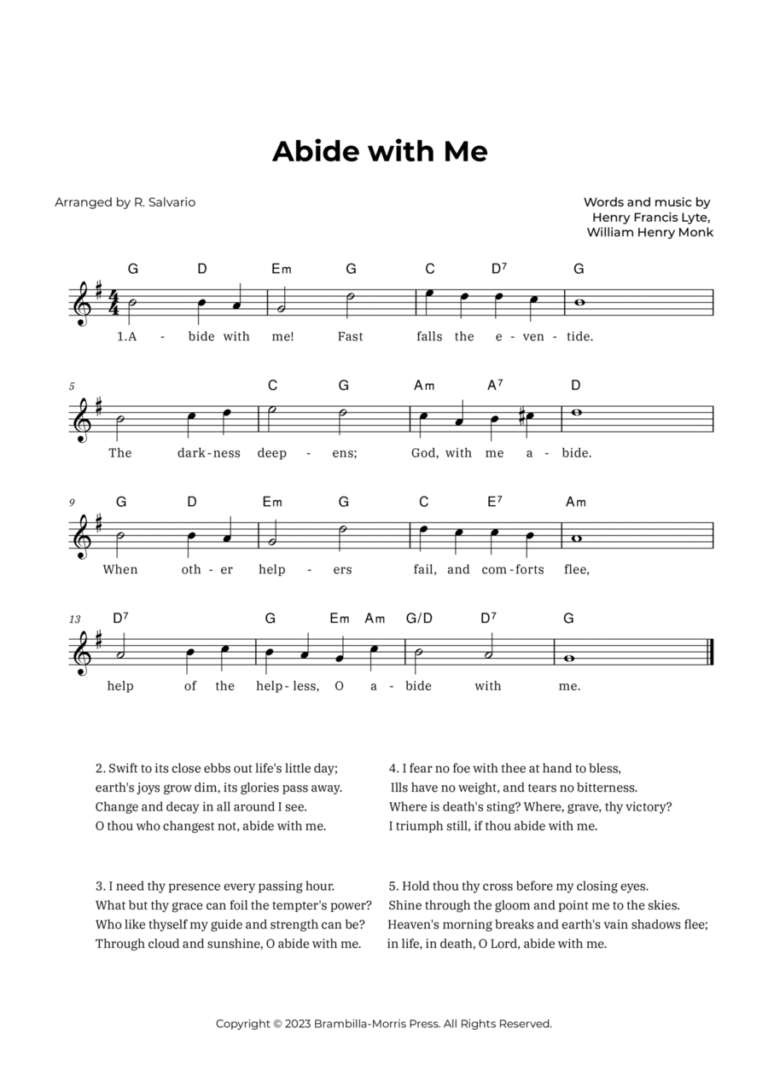 Abide With Me Key Of G Major Piano C Instrument Digital Sheet Music Sheet Music Plus