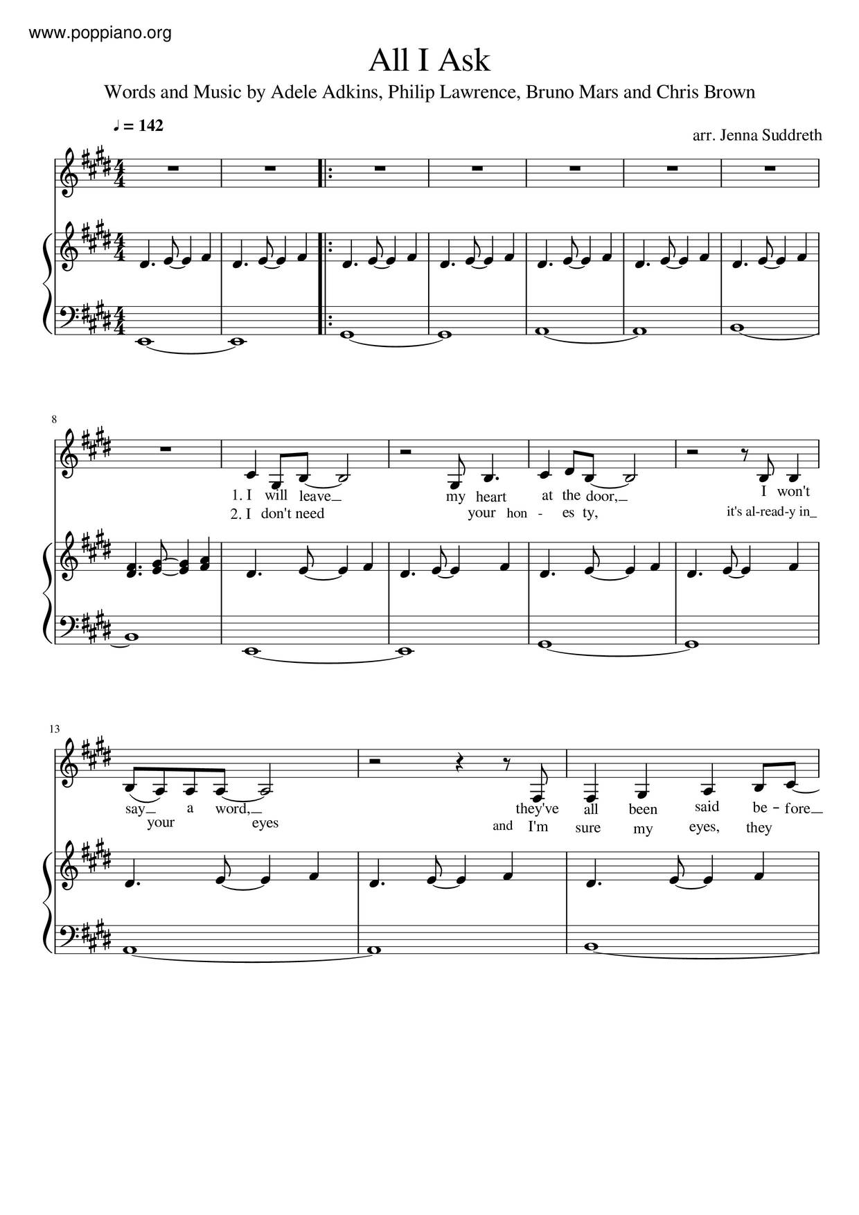 all i ask piano sheet music