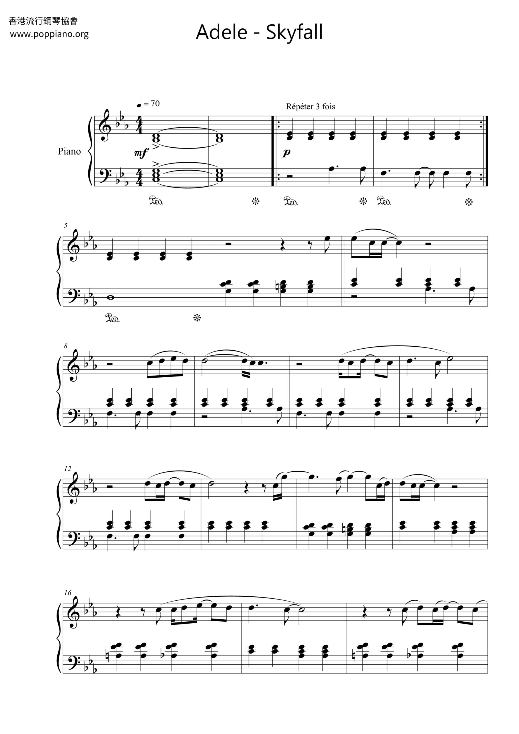  Adele Skyfall Sheet Music Pdf Free Score Download 