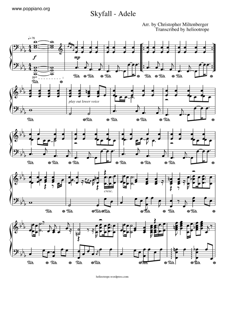  Adele Skyfall Sheet Music Pdf Free Score Download 