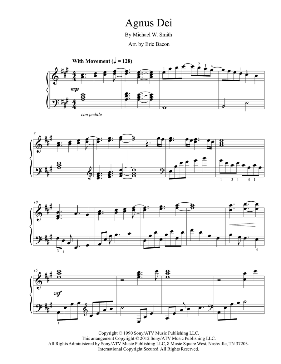 Agnus Dei By Michael W Smith Piano Solo Digital Sheet Music Sheet Music Plus