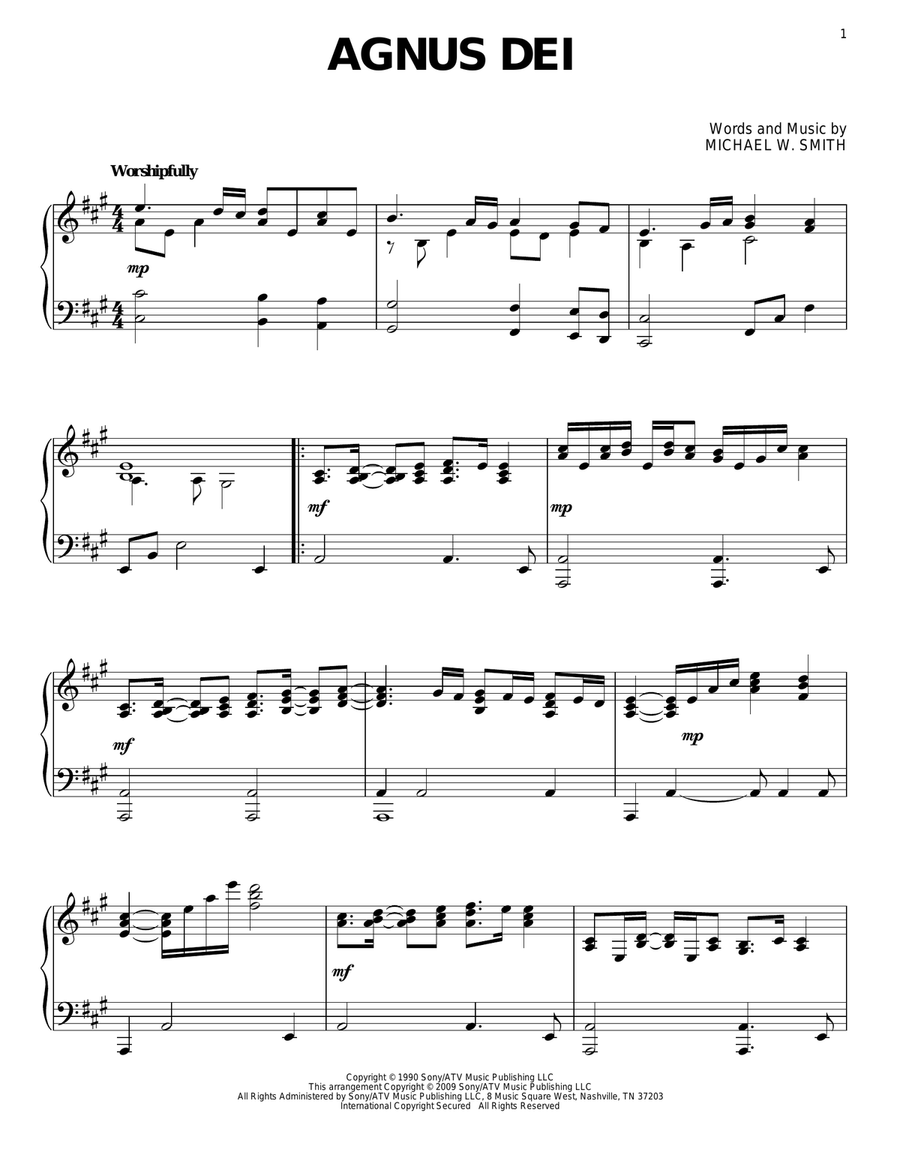 Agnus Dei By Michael W Smith Piano Solo Digital Sheet Music Sheet Music Plus