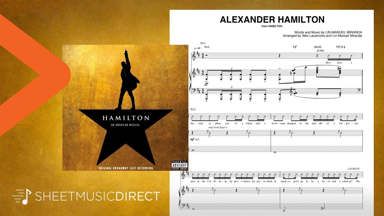 Alexander Hamilton Sheet Music from Hamilton Lin Manuel Miranda Piano Vocal YouTube