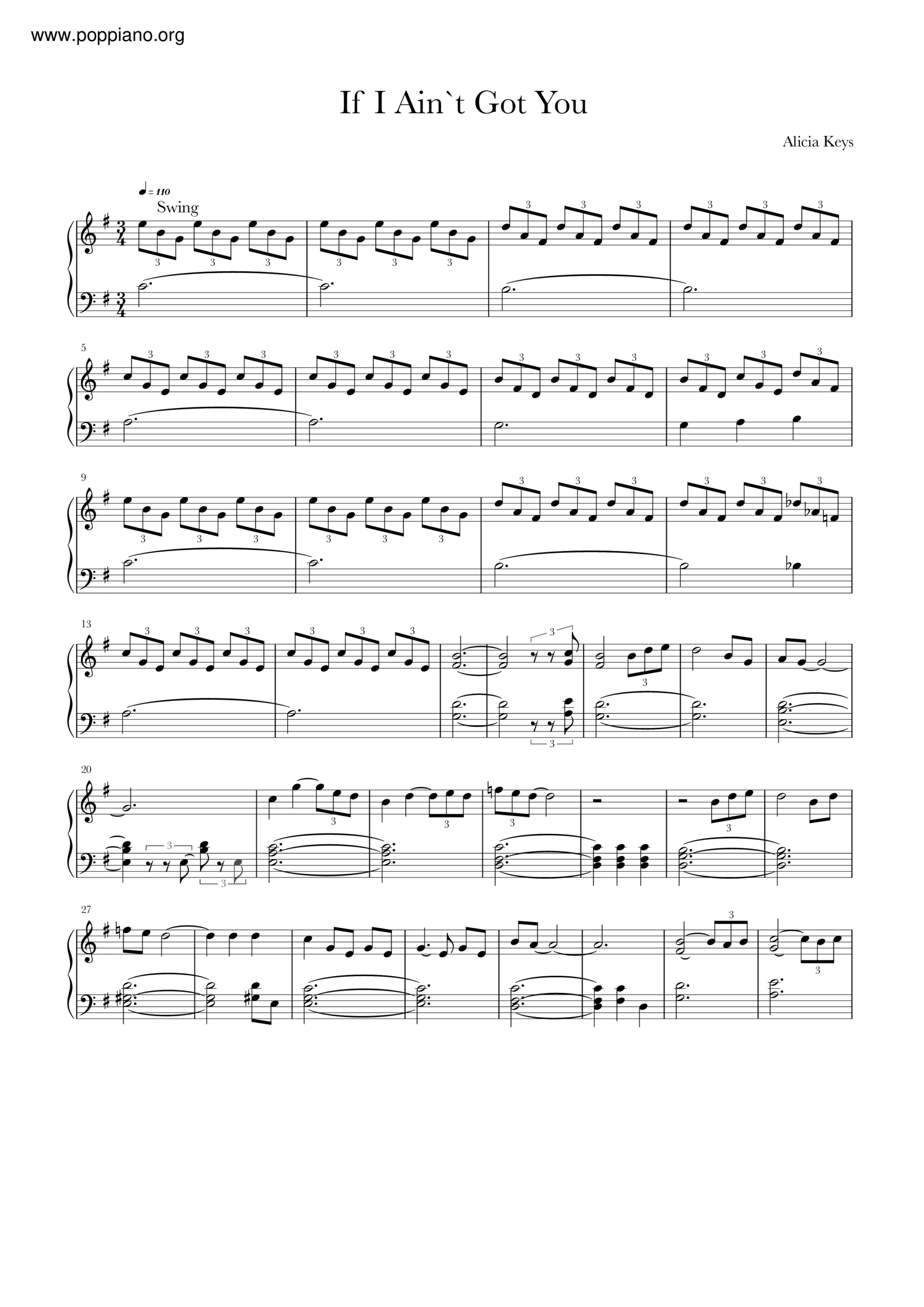  Alicia Keys Christina Aguilera If I Ain t Got You Sheet Music Pdf Free Score Download 