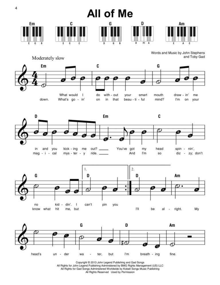 All Of Me By John Legend Easy Piano Digital Sheet Music Sheet Music Plus