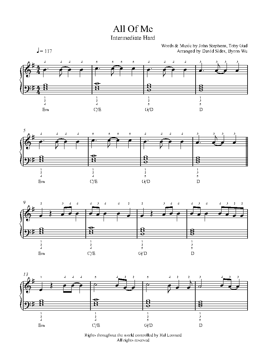 All Of Me By John Legend Sheet Music Lesson Intermediate Level