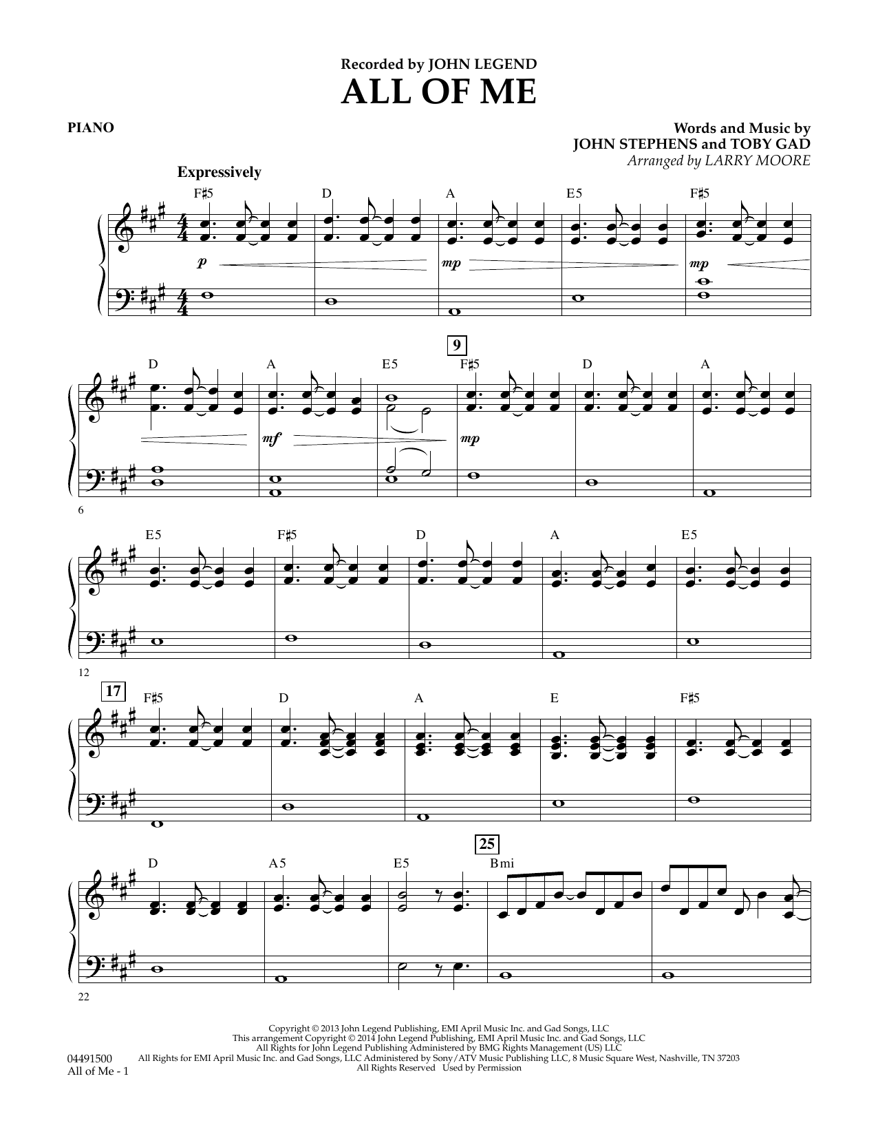 All Of Me Piano By Larry Moore Sheet Music For Orchestra At Sheet Music Direct