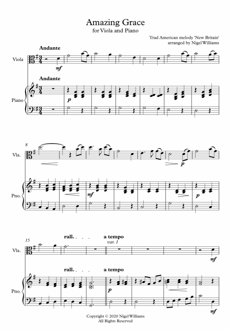 Amazing Grace For Viola And Piano Sheet Music Marketplace