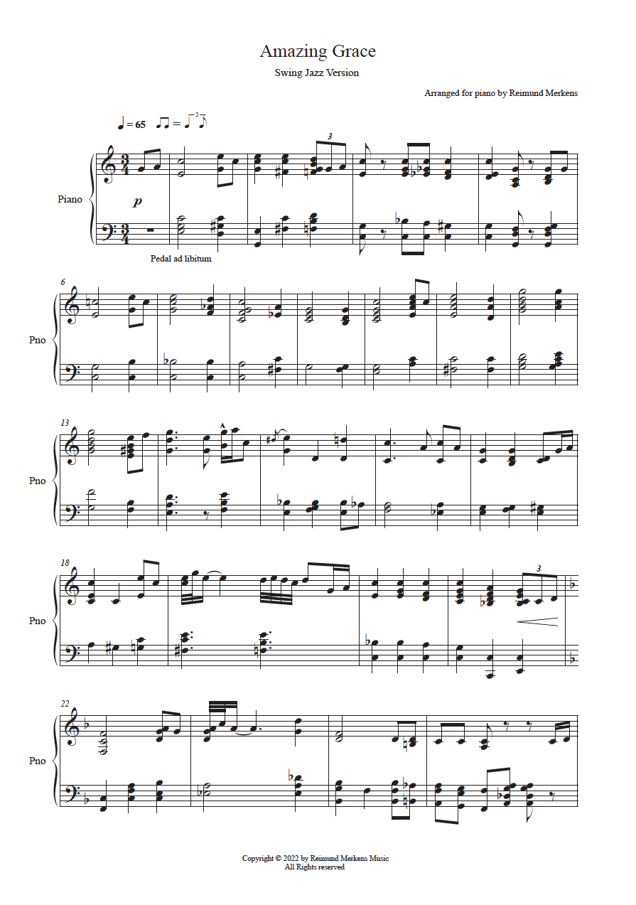 Amazing Grace Jazz Version For Piano Sheet Music Marketplace Amazing Grace Jazz Version For Piano Sheet Music Marketplace
