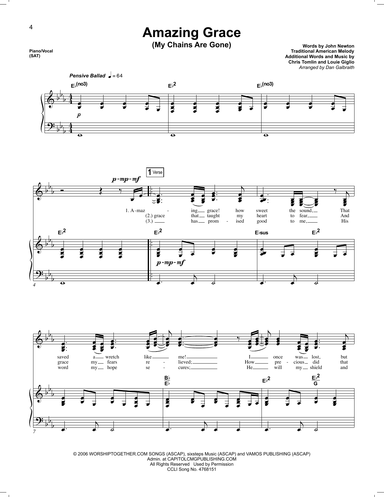 Amazing Grace My Chains Are Gone By Chris Tomlin Sheet Music For Piano Vocal At Sheet Music Direct Amazing Grace My Chains Are Gone By Chris Tomlin Sheet Music For Piano Vocal At Sheet Music Direct