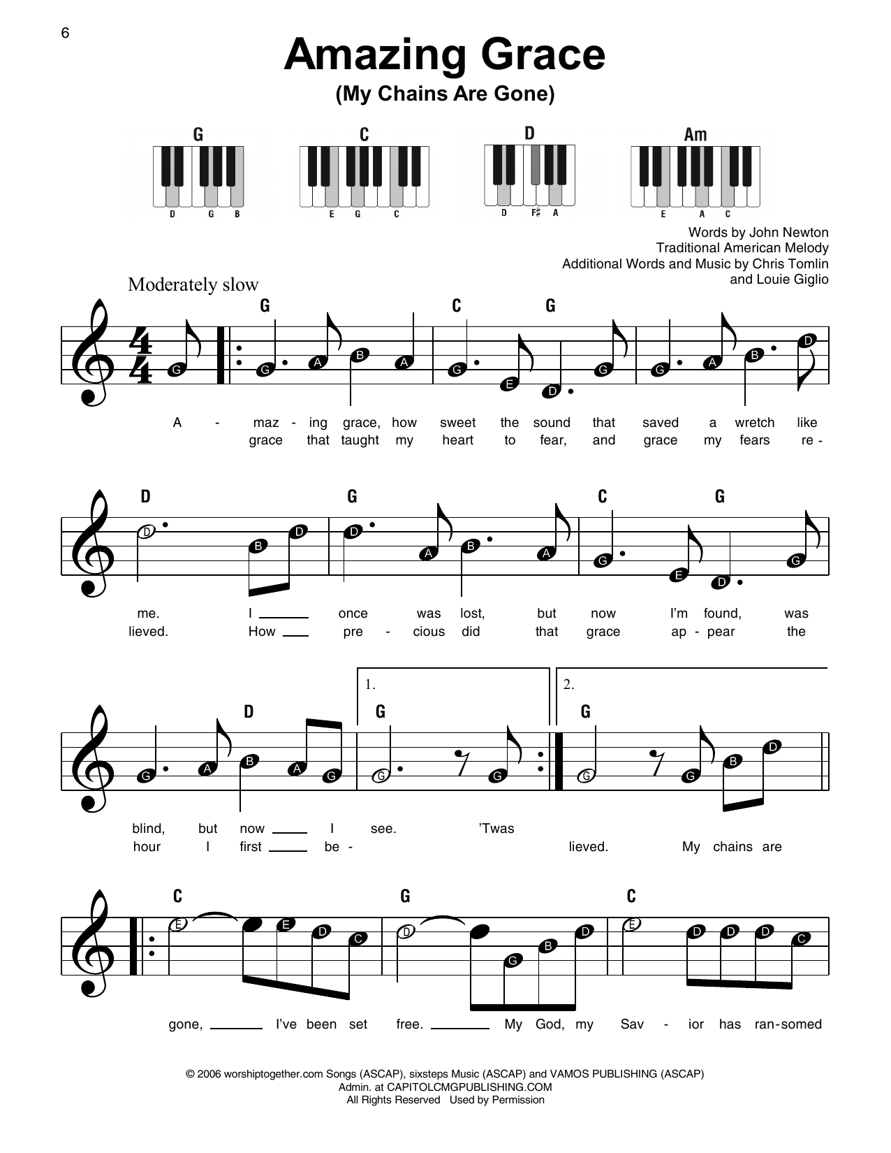 Amazing Grace My Chains Are Gone By Chris Tomlin Sheet Music For Super Easy Piano At Sheet Music Direct Amazing Grace My Chains Are Gone By Chris Tomlin Sheet Music For Super Easy Piano At Sheet Music Direct