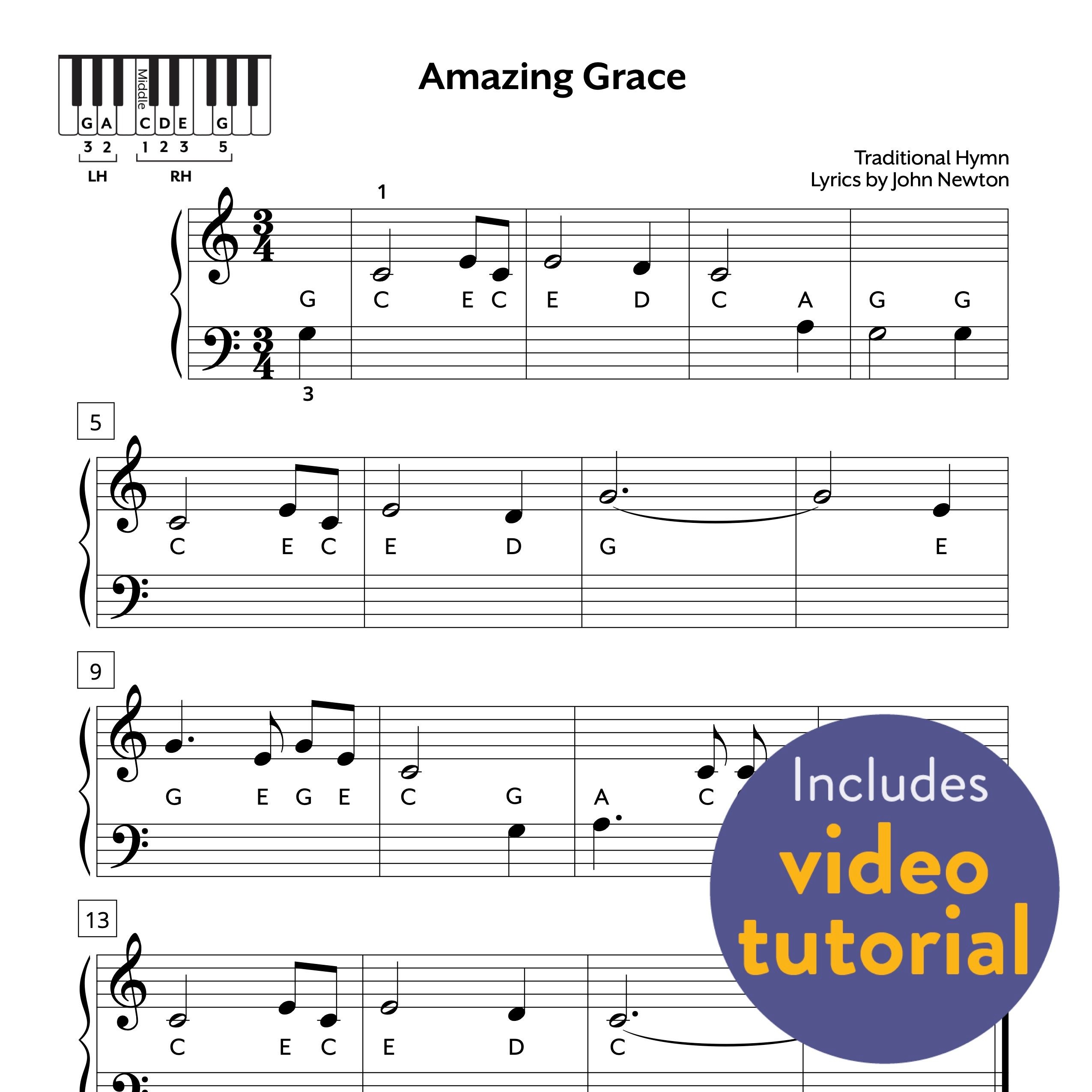 Amazing Grace Piano Sheet Music Super Easy Free Beginner Level Amazing Grace Piano Sheet Music Super Easy Free Beginner Level