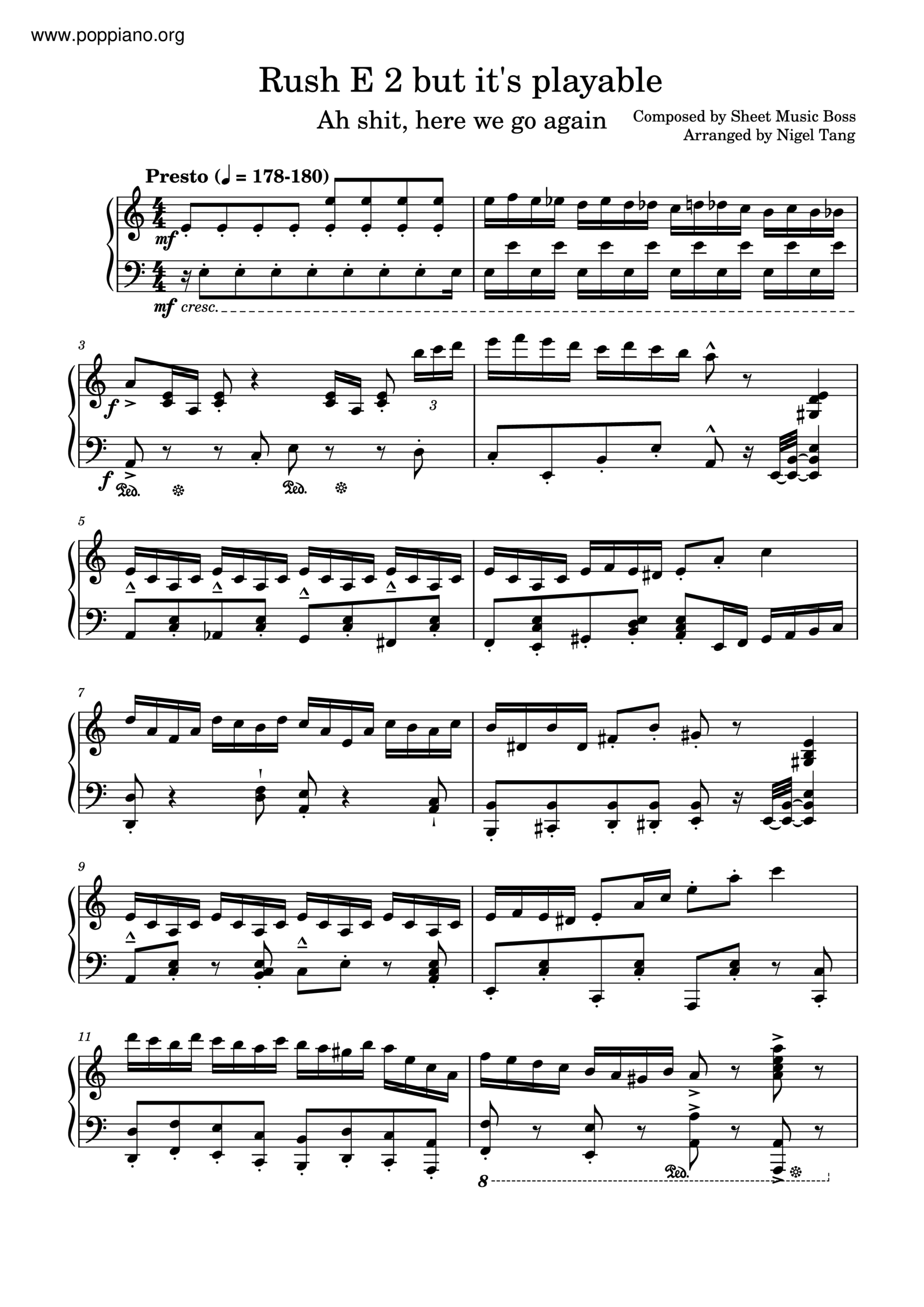 rush e piano sheet music rush e piano sheet music