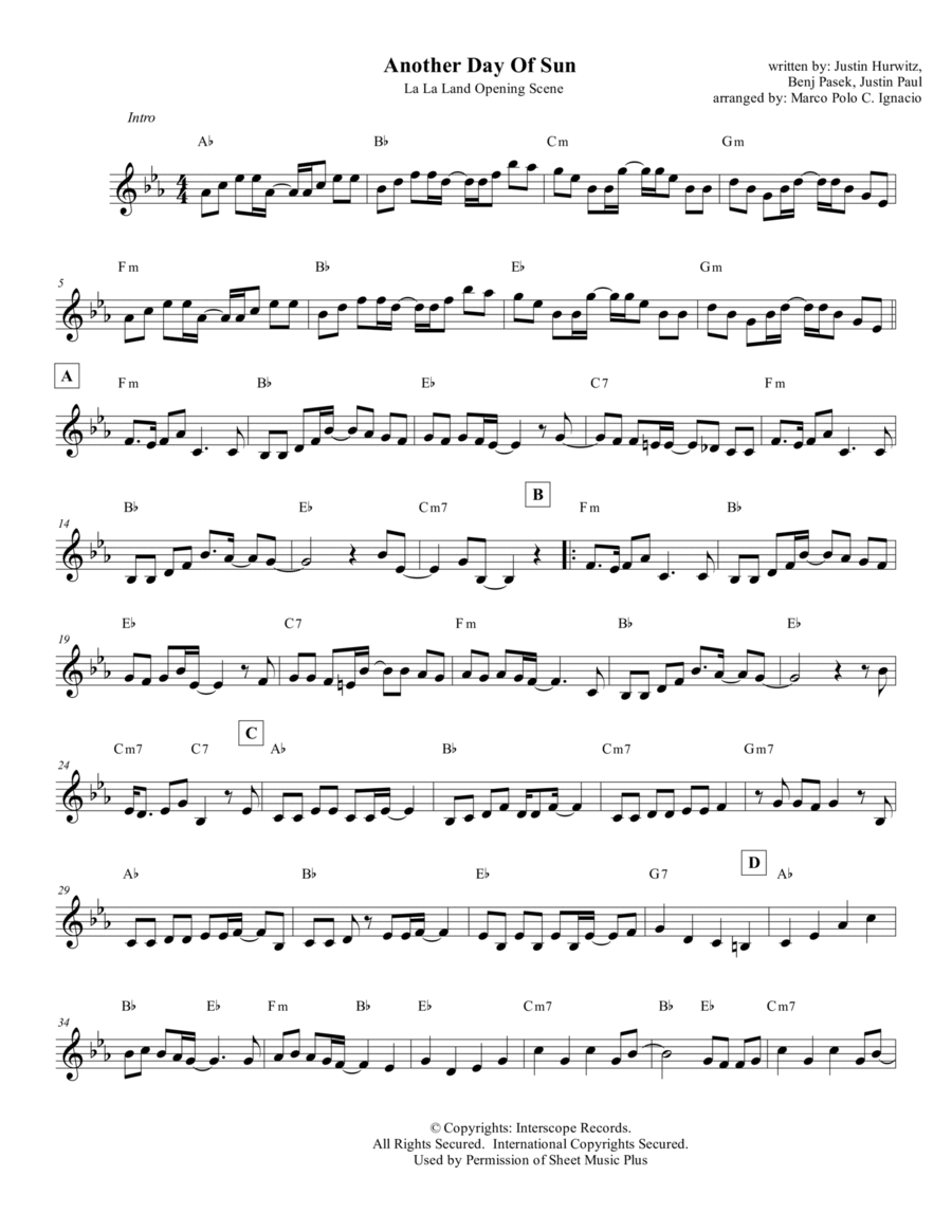 Another Day Of Sun By Justin Hurwitz Piano C Instrument Digital Sheet Music Sheet Music Plus Another Day Of Sun By Justin Hurwitz Piano C Instrument Digital Sheet Music Sheet Music Plus