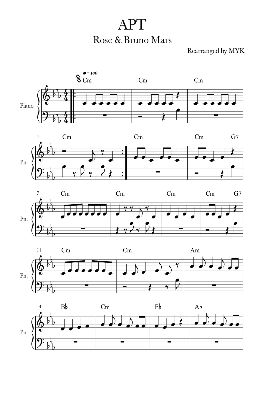 Apt Easy Piano Digital Sheet Music Sheet Music Plus