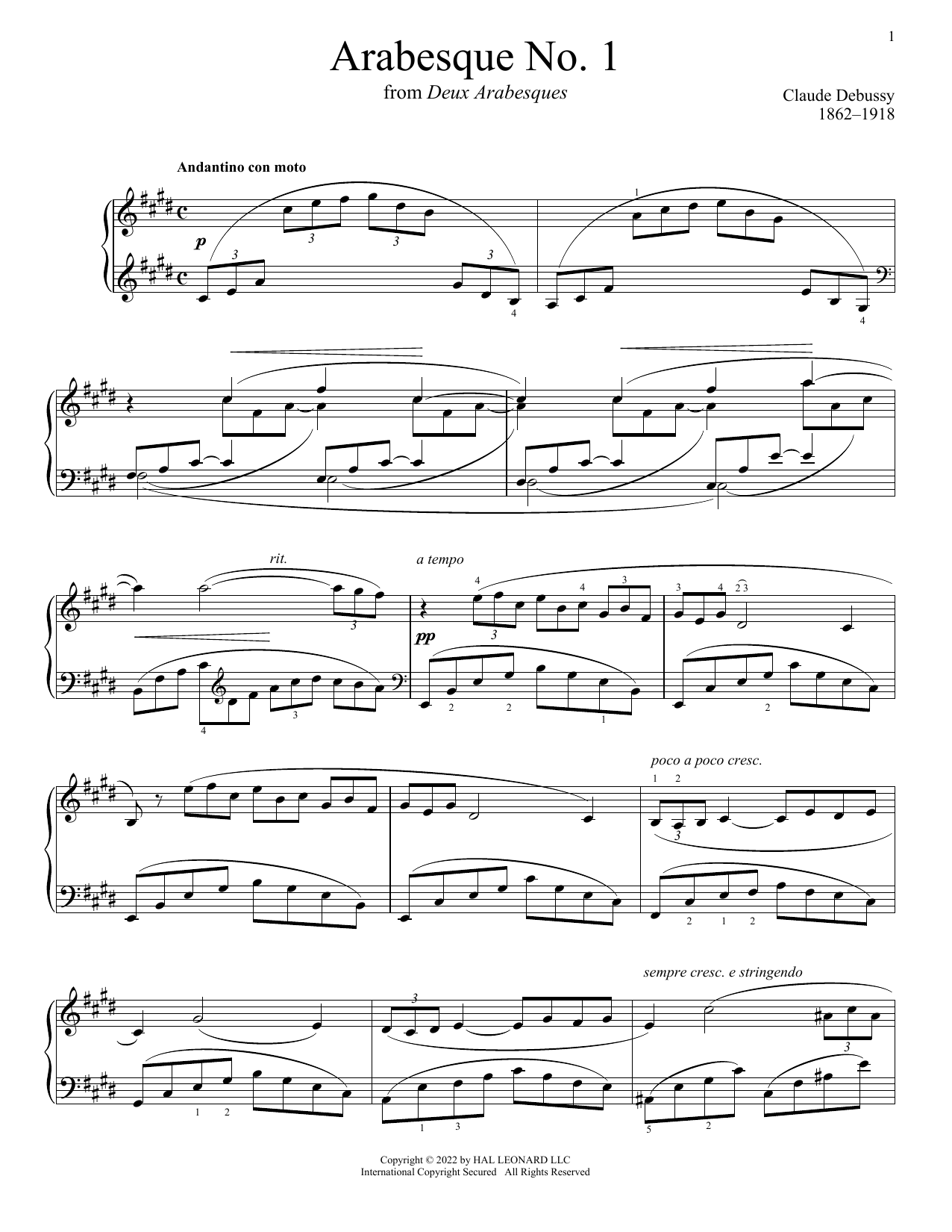 Arabesque No 1 By Claude Debussy Sheet Music For Piano Solo At Sheet Music Direct Arabesque No 1 By Claude Debussy Sheet Music For Piano Solo At Sheet Music Direct