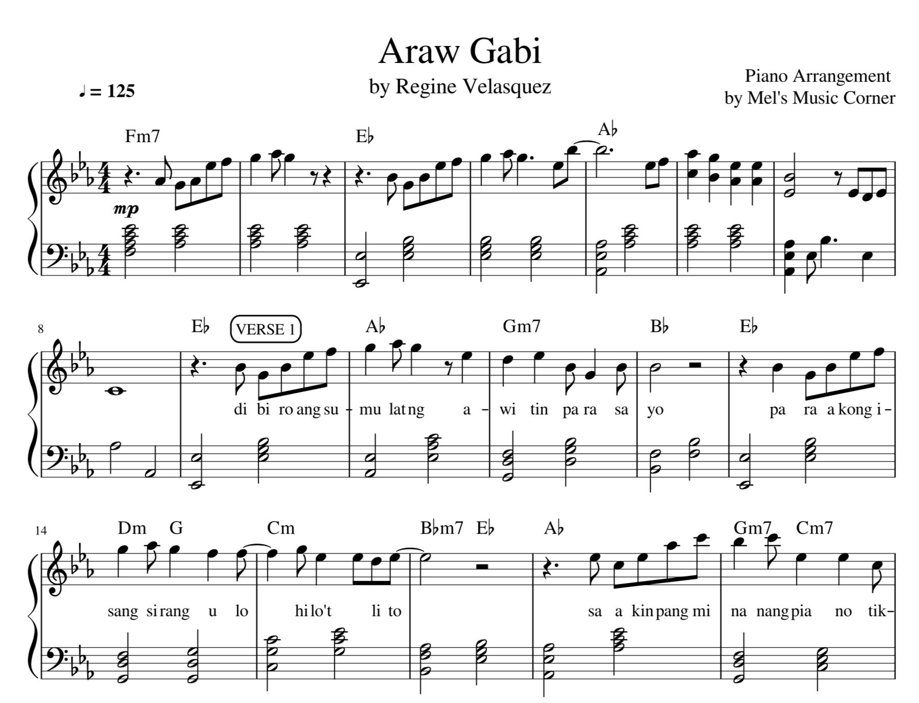 Araw Gabi By Regine Velasquez SHEET MUSIC Or MIDI Payhip