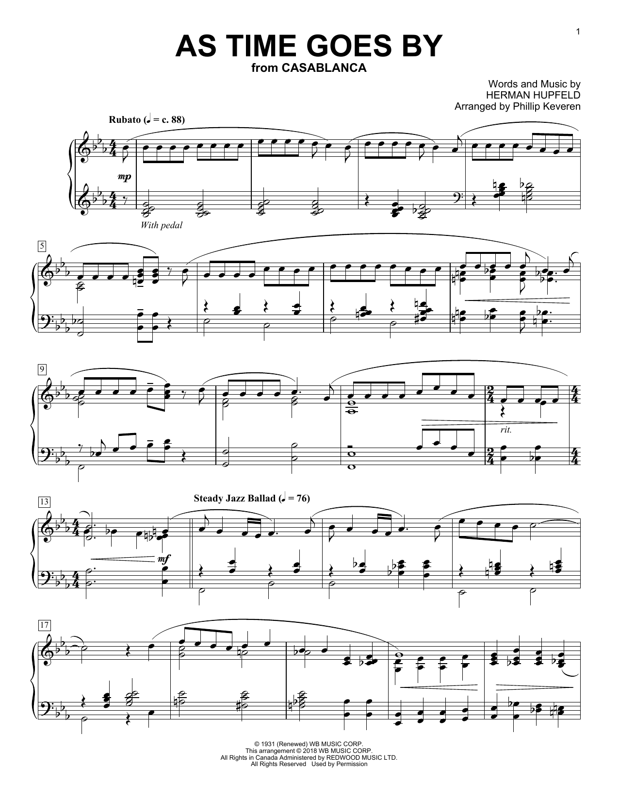 as time goes by piano sheet music