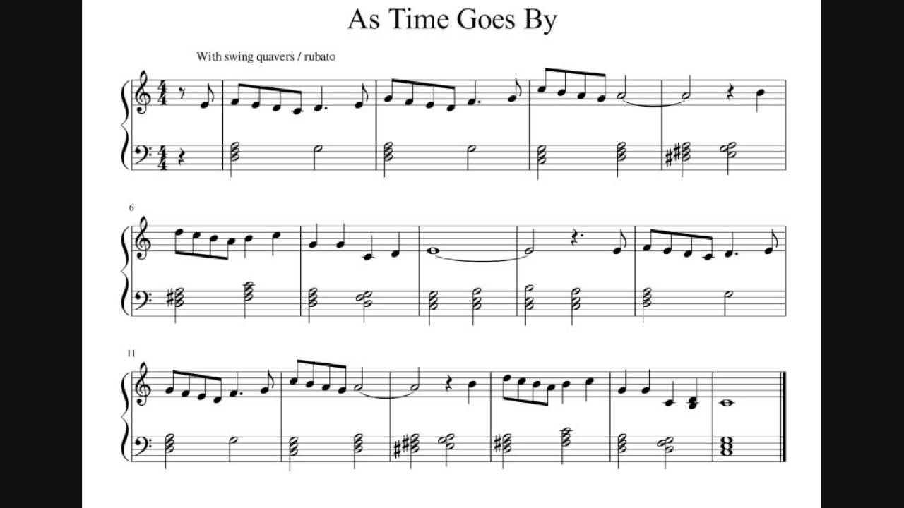 As Time Goes By Chorus Easy Piano Sheet Music No Audio YouTube