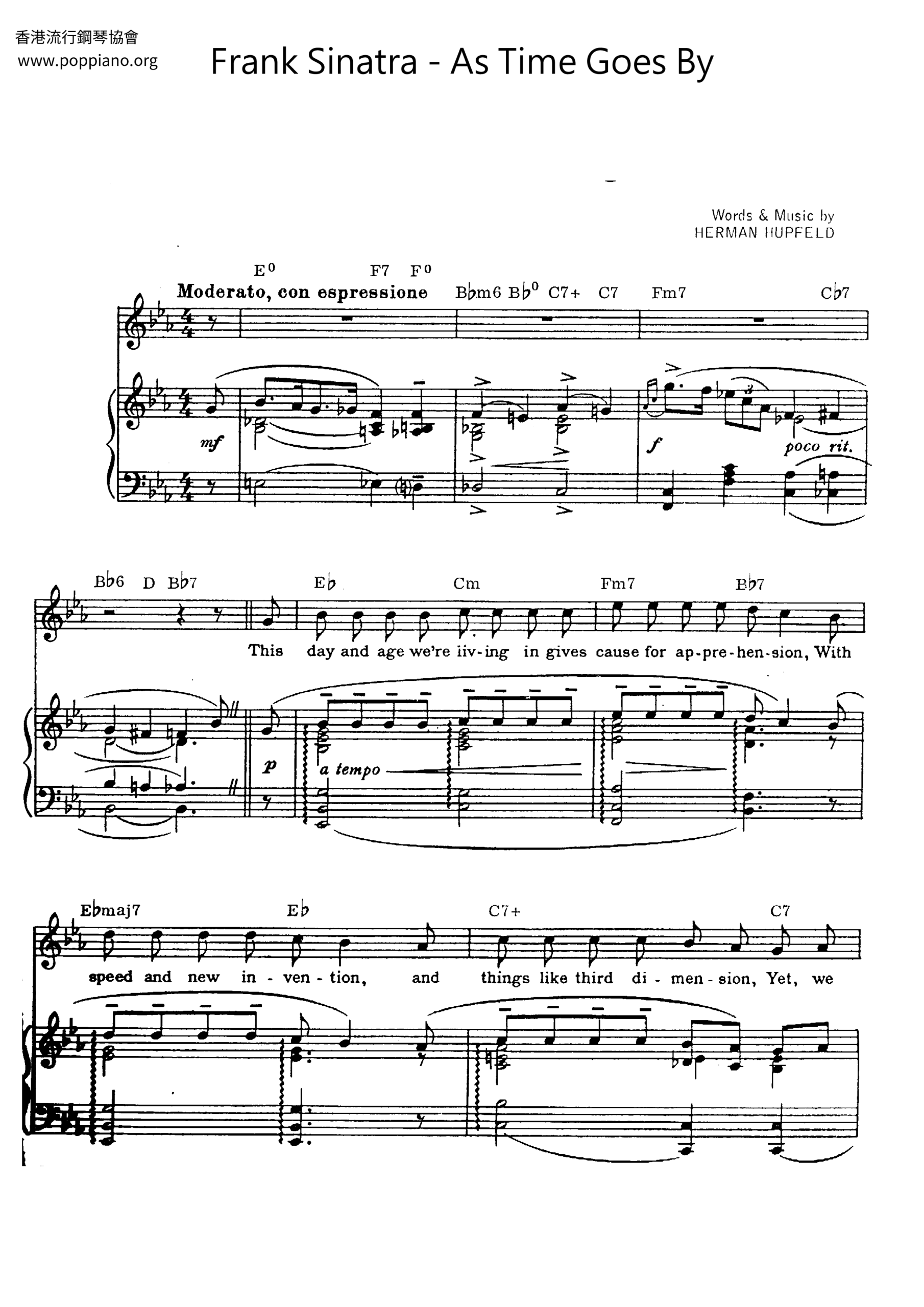  As Time Goes By Sheet Music Piano Score Free PDF Download HK Pop Piano Academy