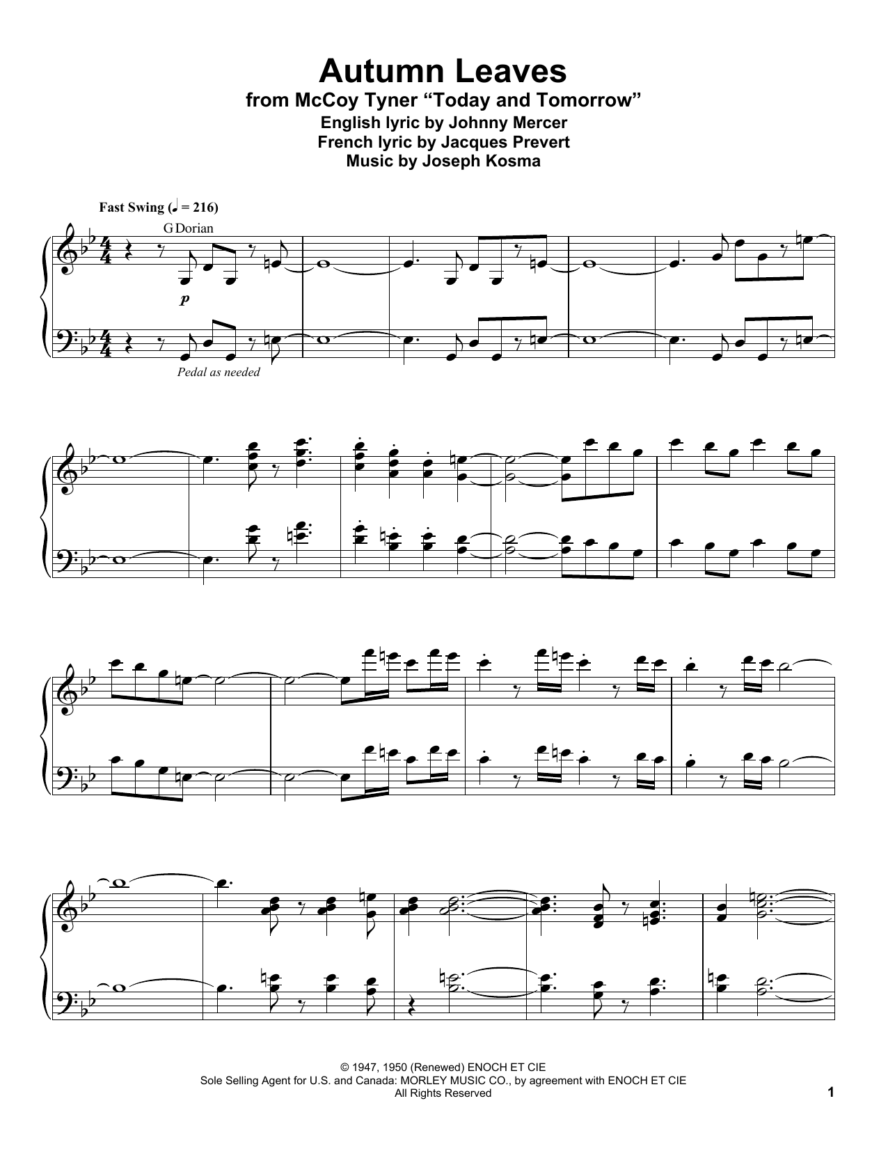 autumn leaves piano sheet music autumn leaves piano sheet music