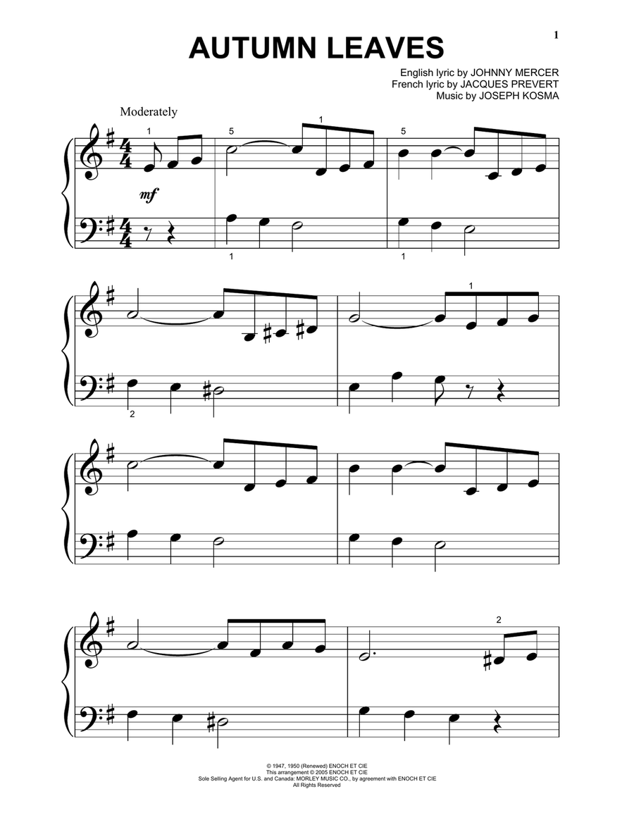 autumn leaves sheet music piano pdf