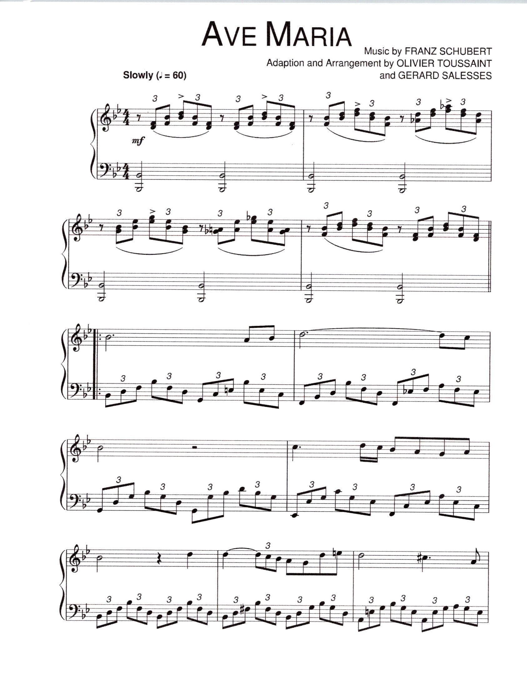 Ave Maria By Franz Schubert Piano Solo Digital Sheet Music Key Of B Flat Etsy