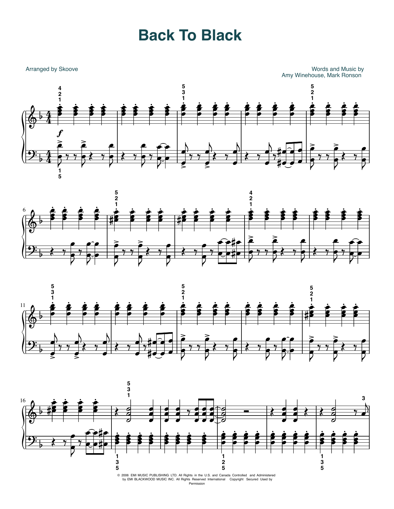 Back To Black arr Skoove By Amy Winehouse Sheet Music For Easy Piano At Sheet Music Direct Back To Black arr Skoove By Amy Winehouse Sheet Music For Easy Piano At Sheet Music Direct