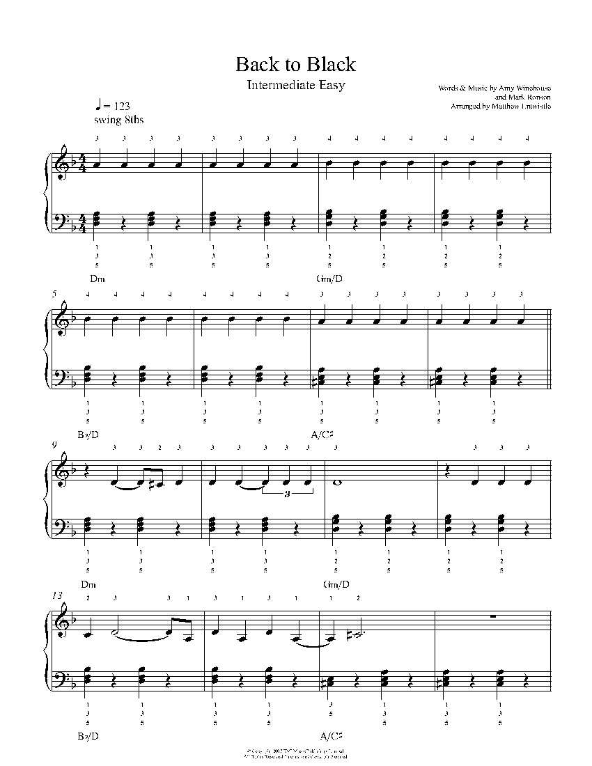 Back To Black By Amy Winehouse Sheet Music Lesson Intermediate Level Back To Black By Amy Winehouse Sheet Music Lesson Intermediate Level