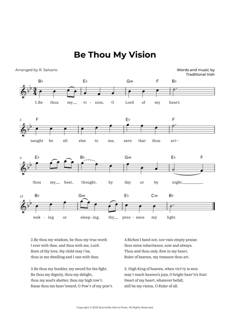 Be Thou My Vision Key Of B Flat Major By Traditional Piano C Instrument Digital Sheet Music Sheet Music Plus