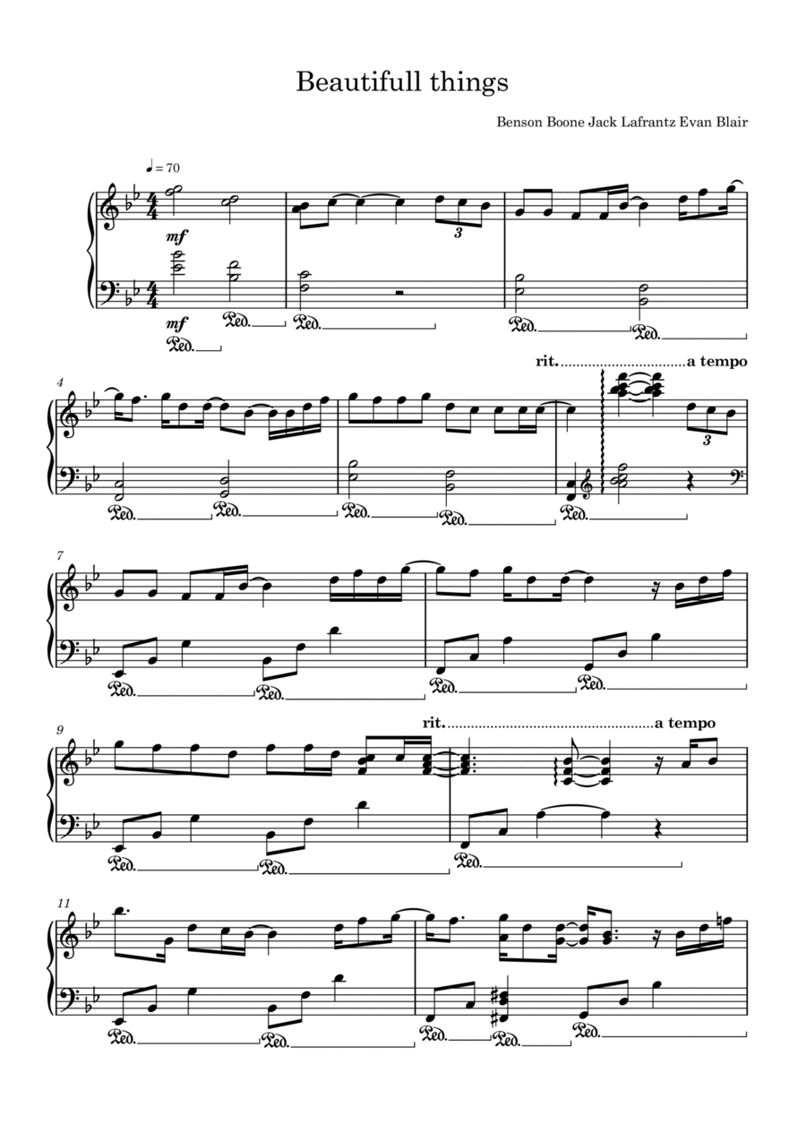 Beautiful Things By Benson Boone Piano Solo Digital Sheet Music Sheet Music Plus