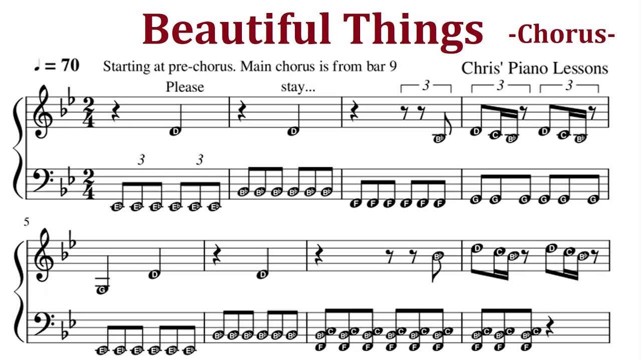 beautiful things piano sheet music