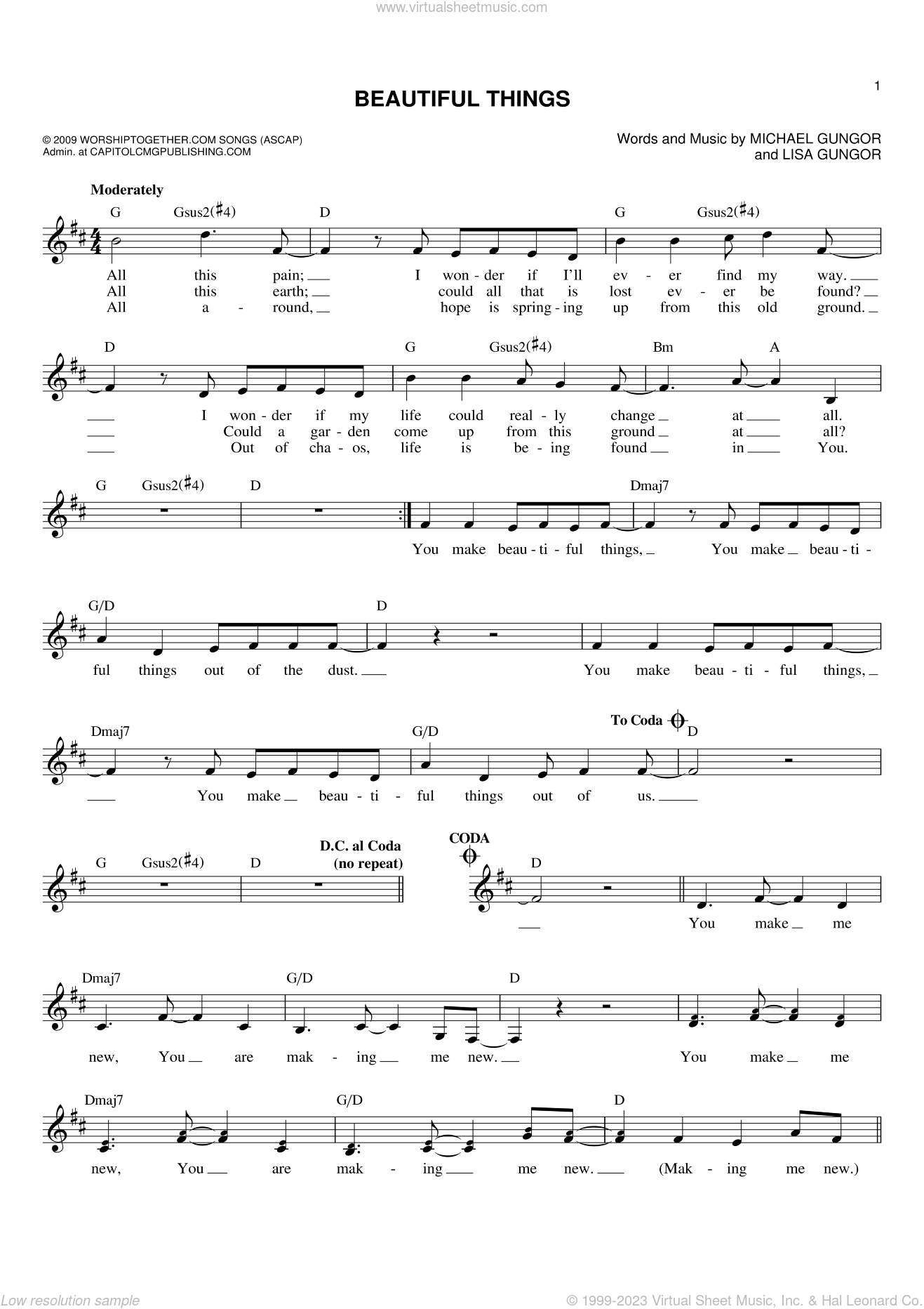 Beautiful Things Sheet Music fake Book PDF interactive 