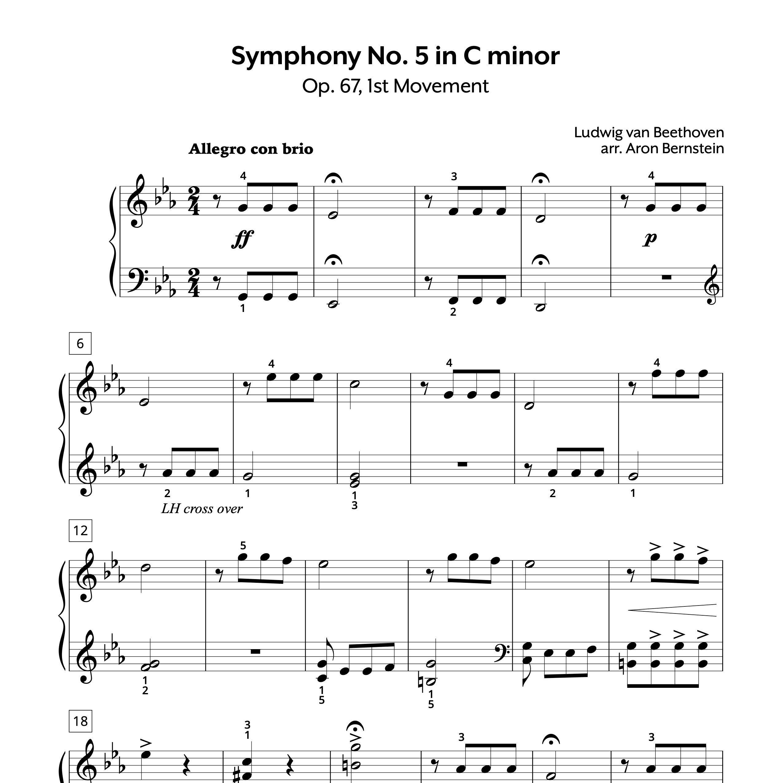 Beethoven Symphony No 5 Piano Sheet Music 1st Movement
