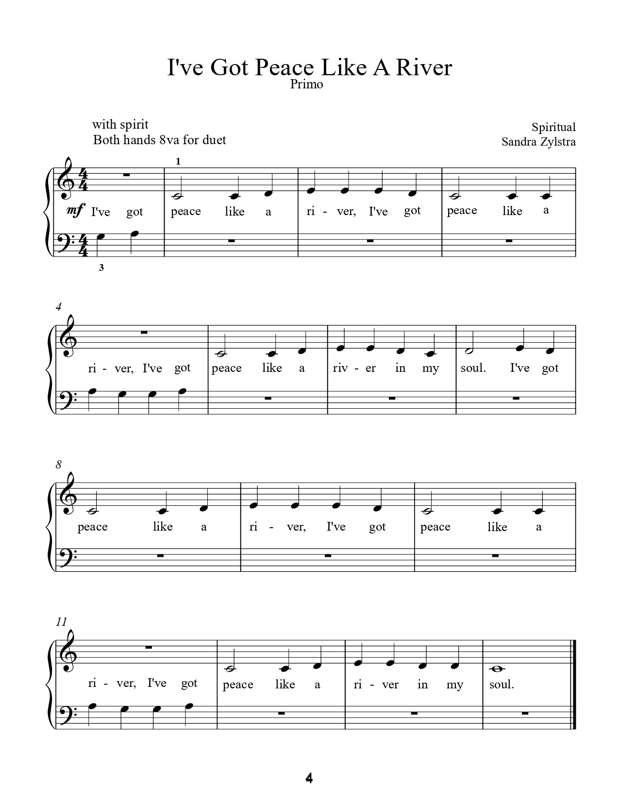 Beginner Hymns Spirituals piano Solo With Optional Elementary Duet Sheet Music Marketplace