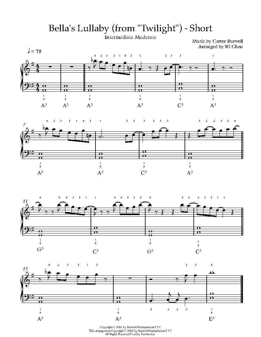 Bella s Lullaby from Twilight By Carter Burwell Sheet Music Lesson Intermediate Level