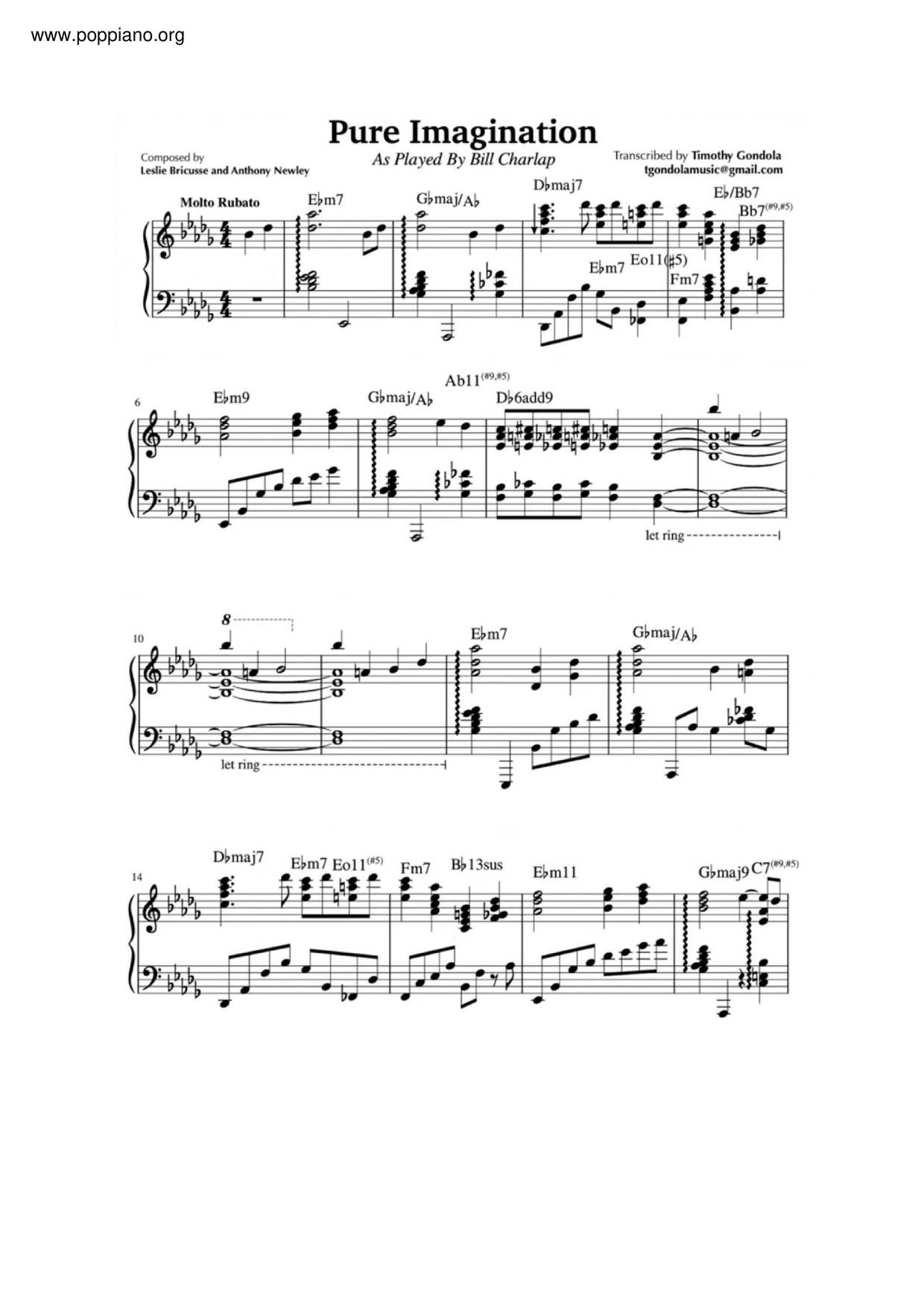  Bill Charlap Pure Imagination Sheet Music Pdf Free Score Download 