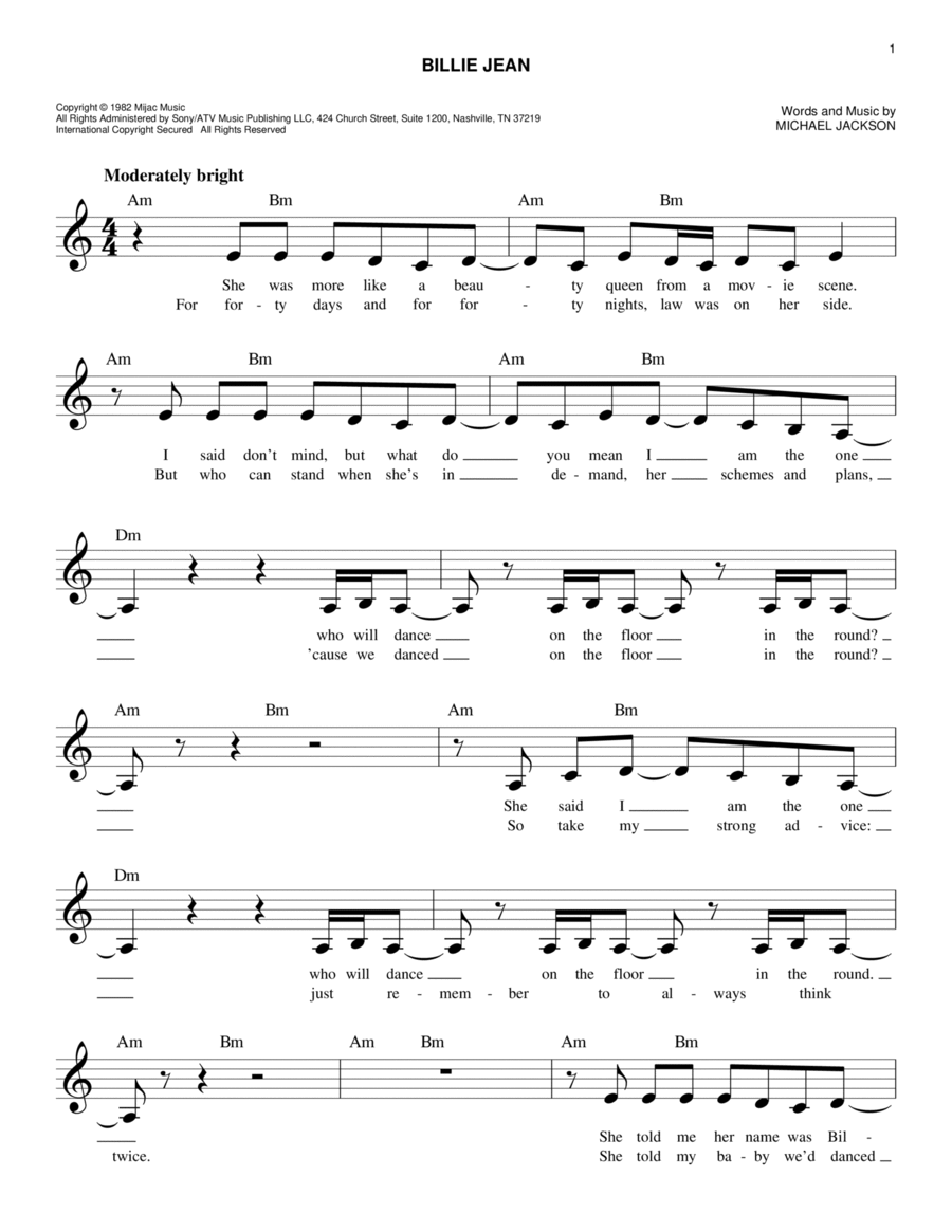 Billie Jean By Michael Jackson Piano C Instrument Digital Sheet Music Sheet Music Plus Billie Jean By Michael Jackson Piano C Instrument Digital Sheet Music Sheet Music Plus