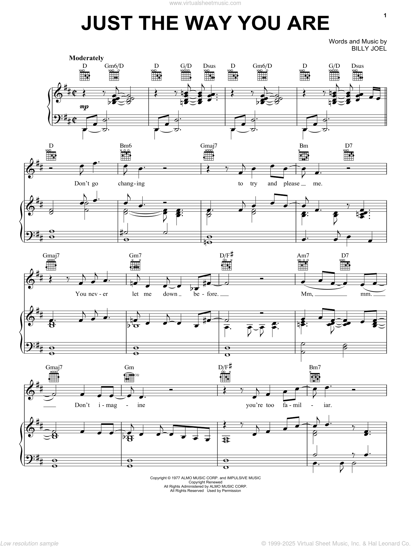 just the way you are piano sheet music just the way you are piano sheet music