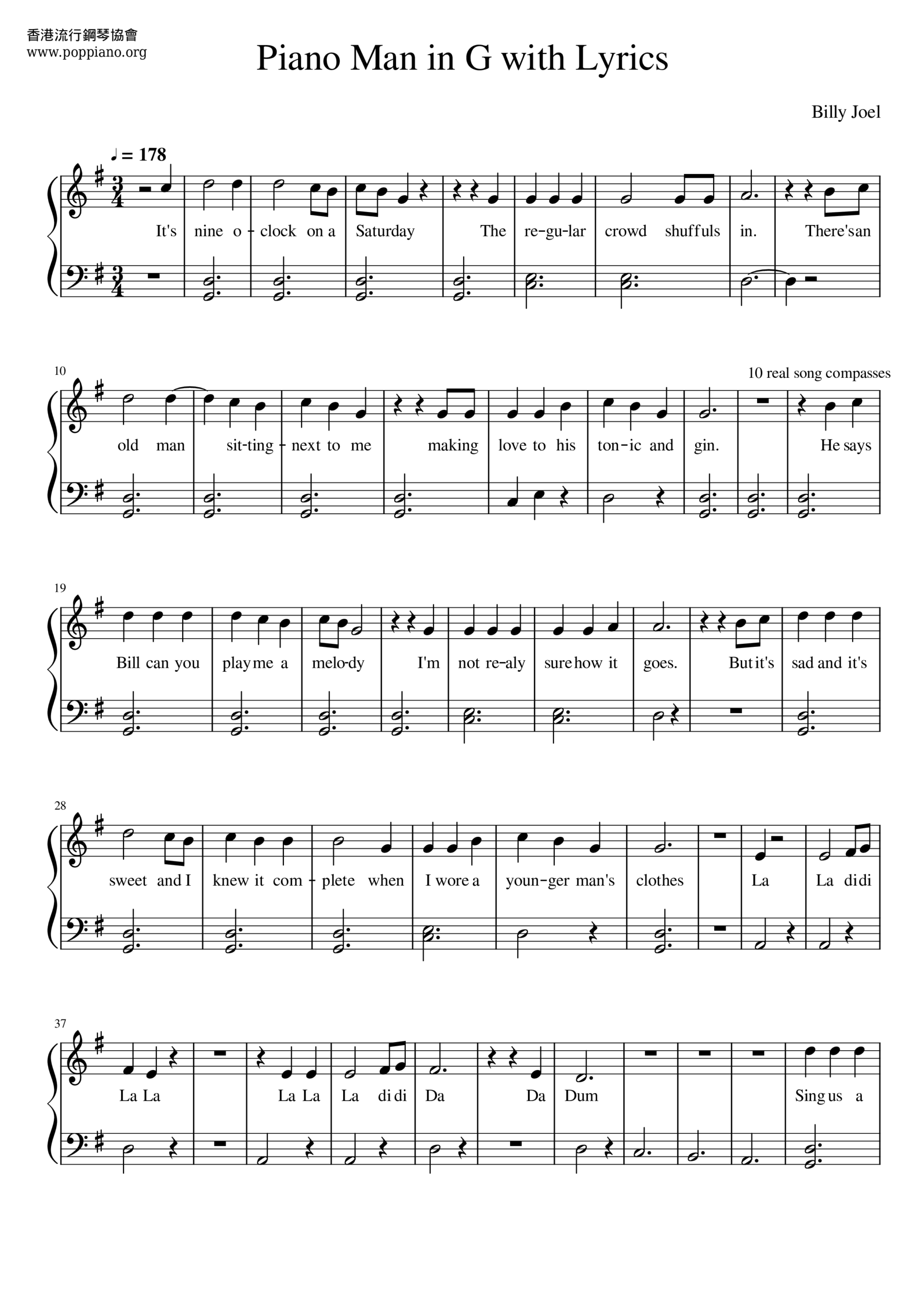  Billy Joel Piano Man Sheet Music Pdf Free Score Download 