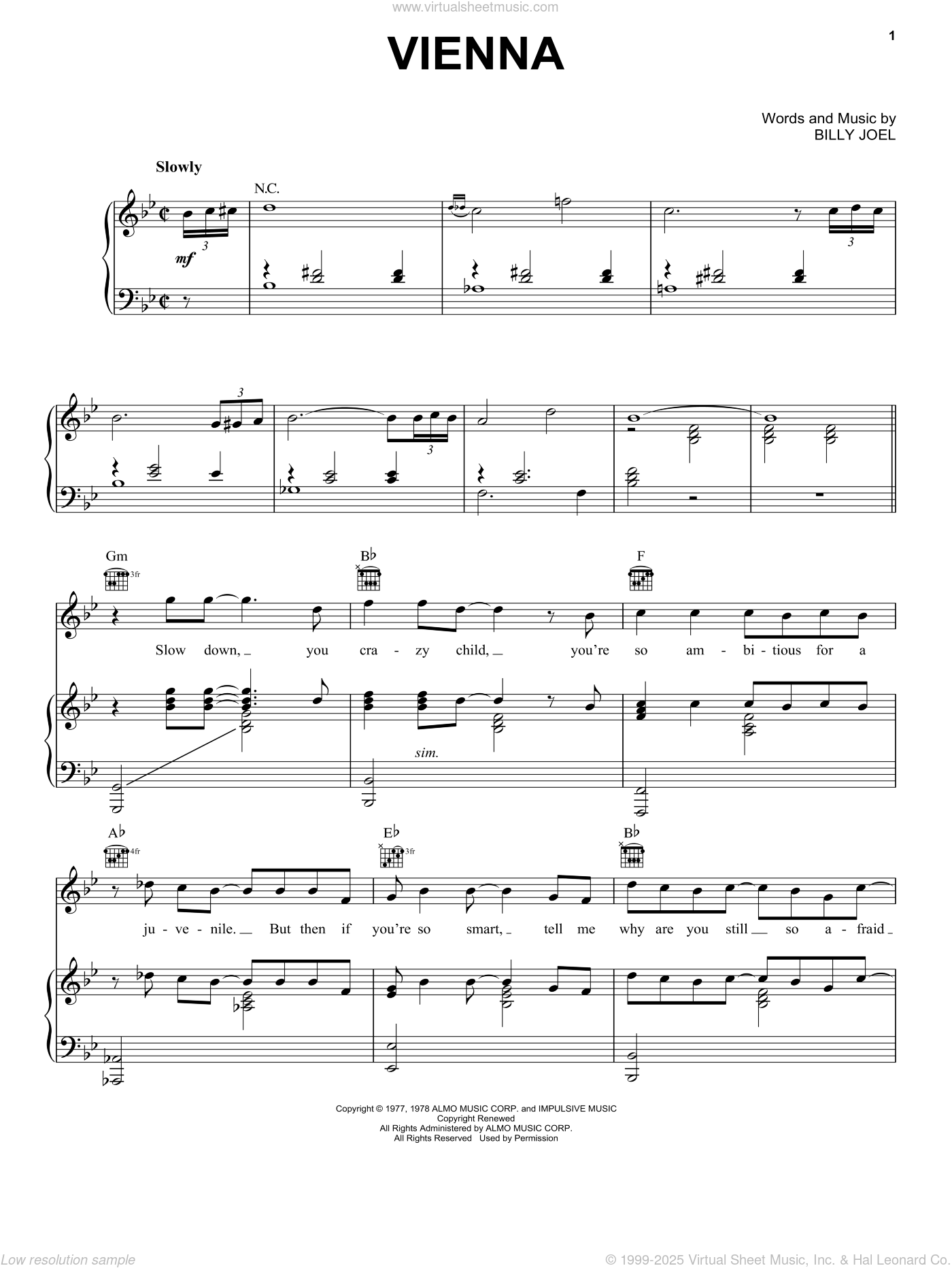 Billy Joel Vienna Sheet Music For Voice Piano Or Guitar PDF Billy Joel Vienna Sheet Music For Voice Piano Or Guitar PDF