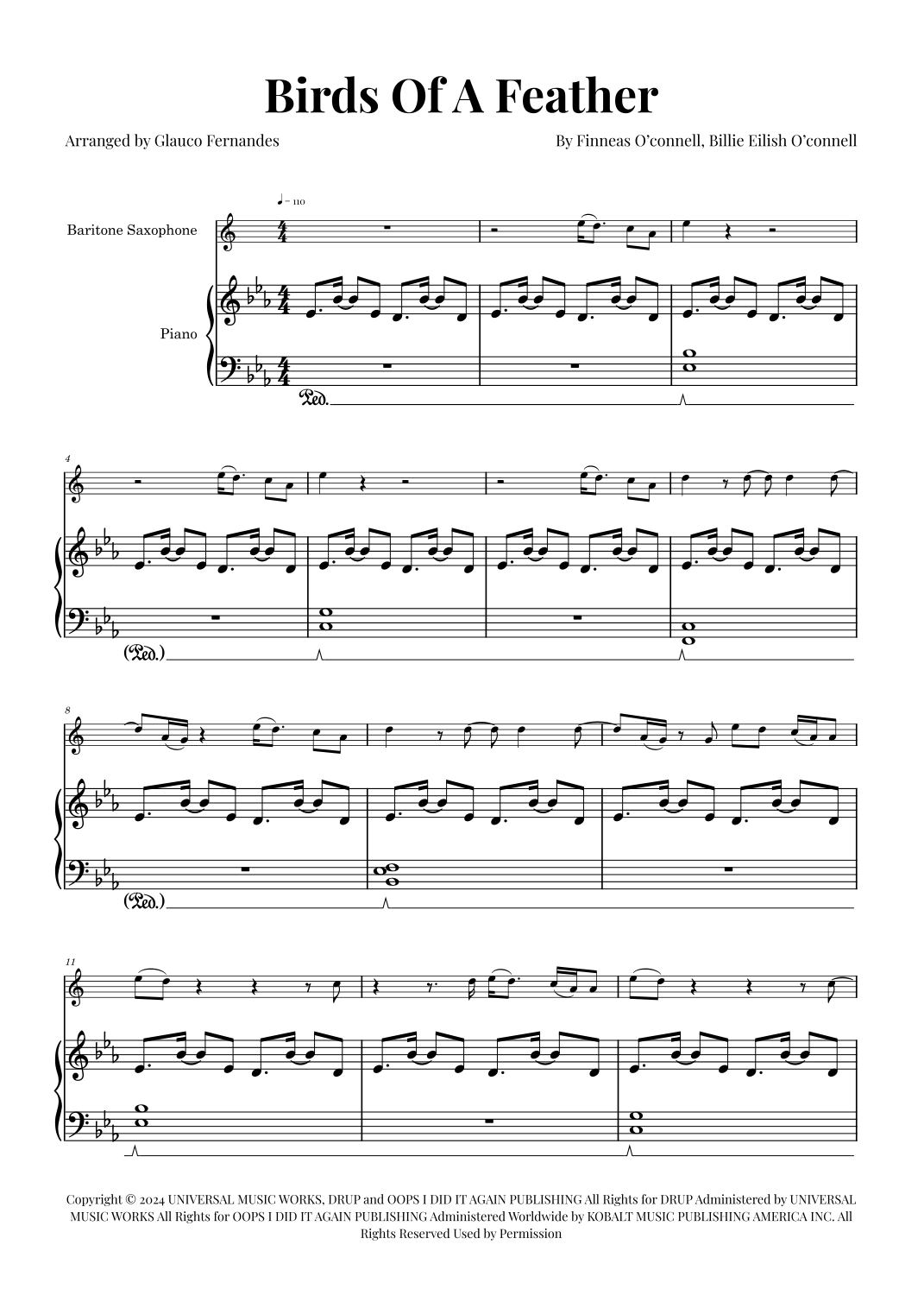 Birds Of A Feather arr Glauco Fernandes By Billie Eilish Sheet Music For Baritone Sax And Piano At Sheet Music Direct Birds Of A Feather arr Glauco Fernandes By Billie Eilish Sheet Music For Baritone Sax And Piano At Sheet Music Direct